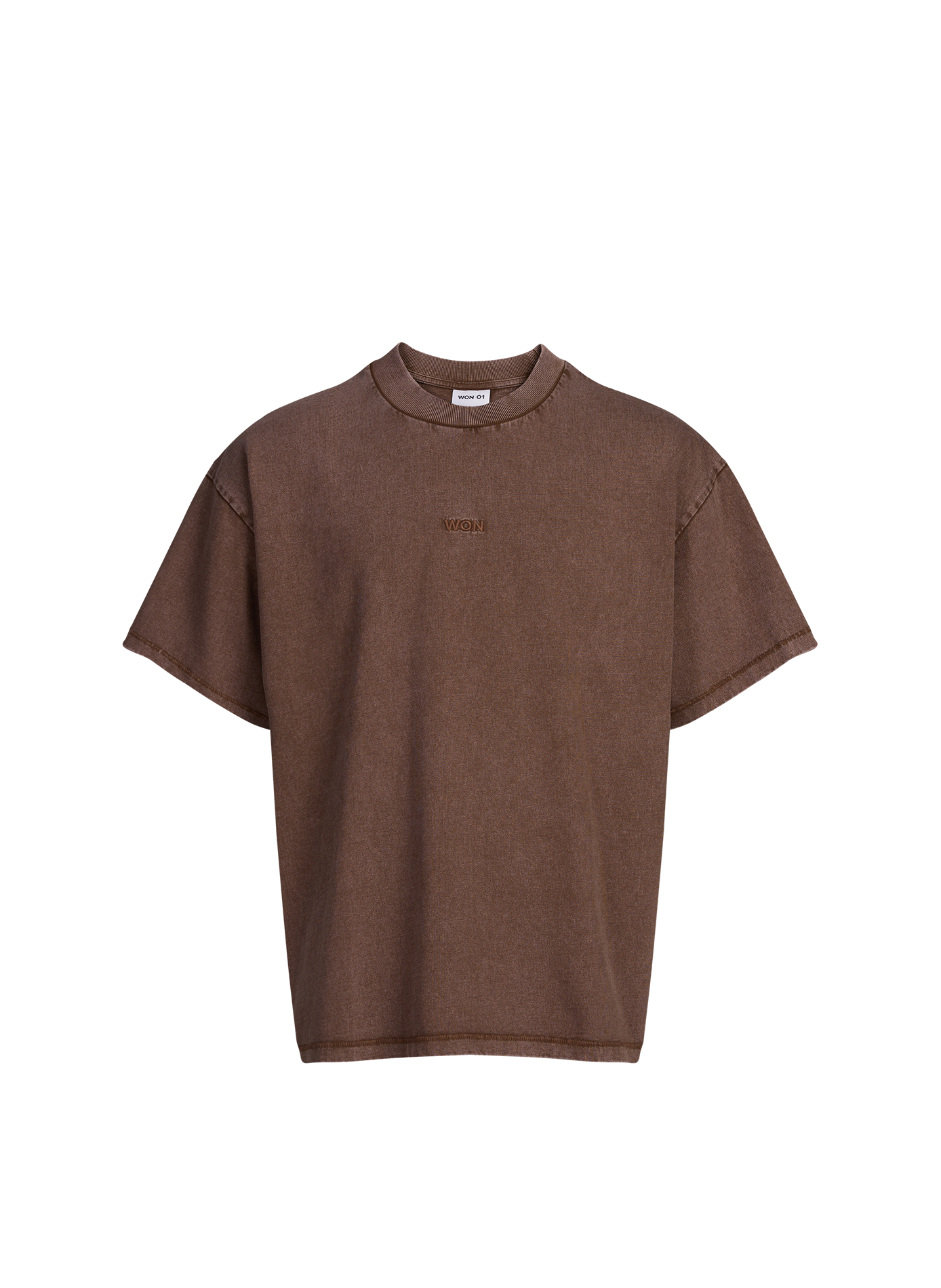Oversized round neck cotton t-shirt WON HUNDRED Brown