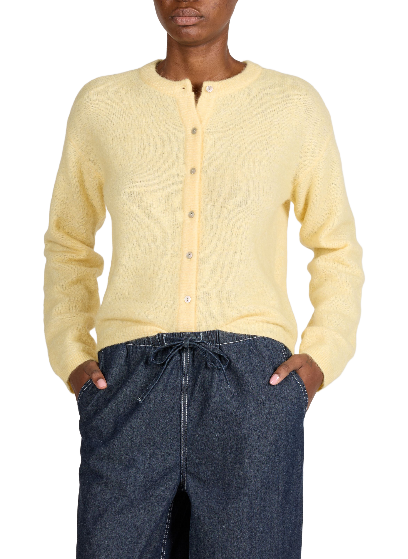 Mixed wool cardigan OBJECT Yellow