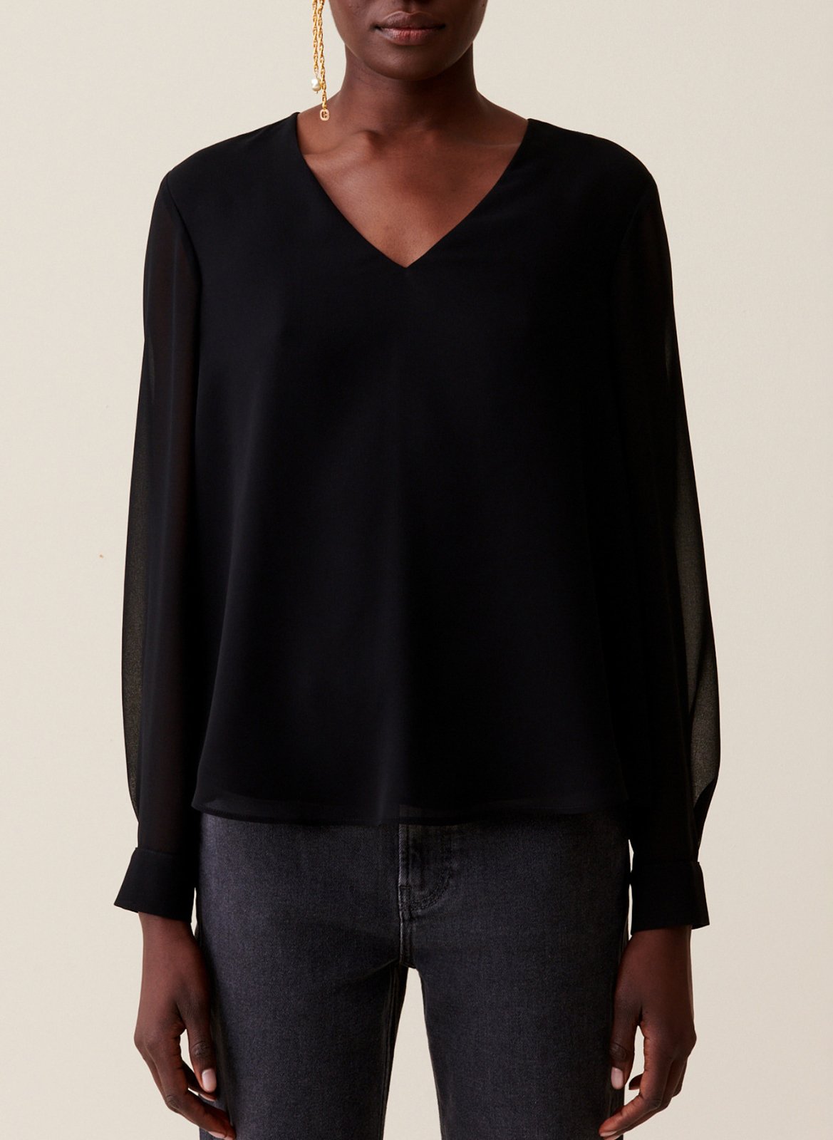 Blouse fluide transparente CLAUDIE PIERLOT Noir