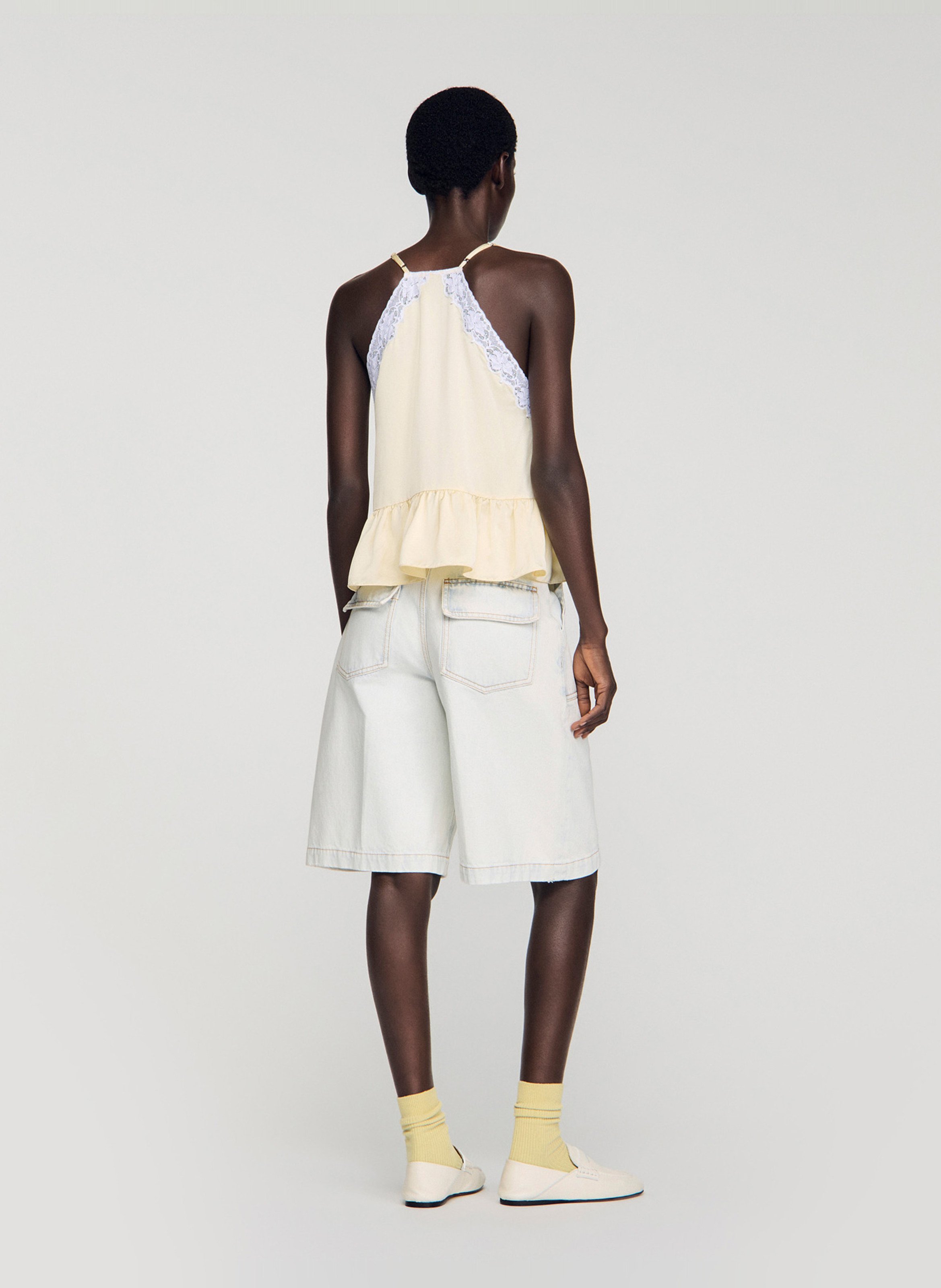 Caraco droit en satin SANDRO Jaune