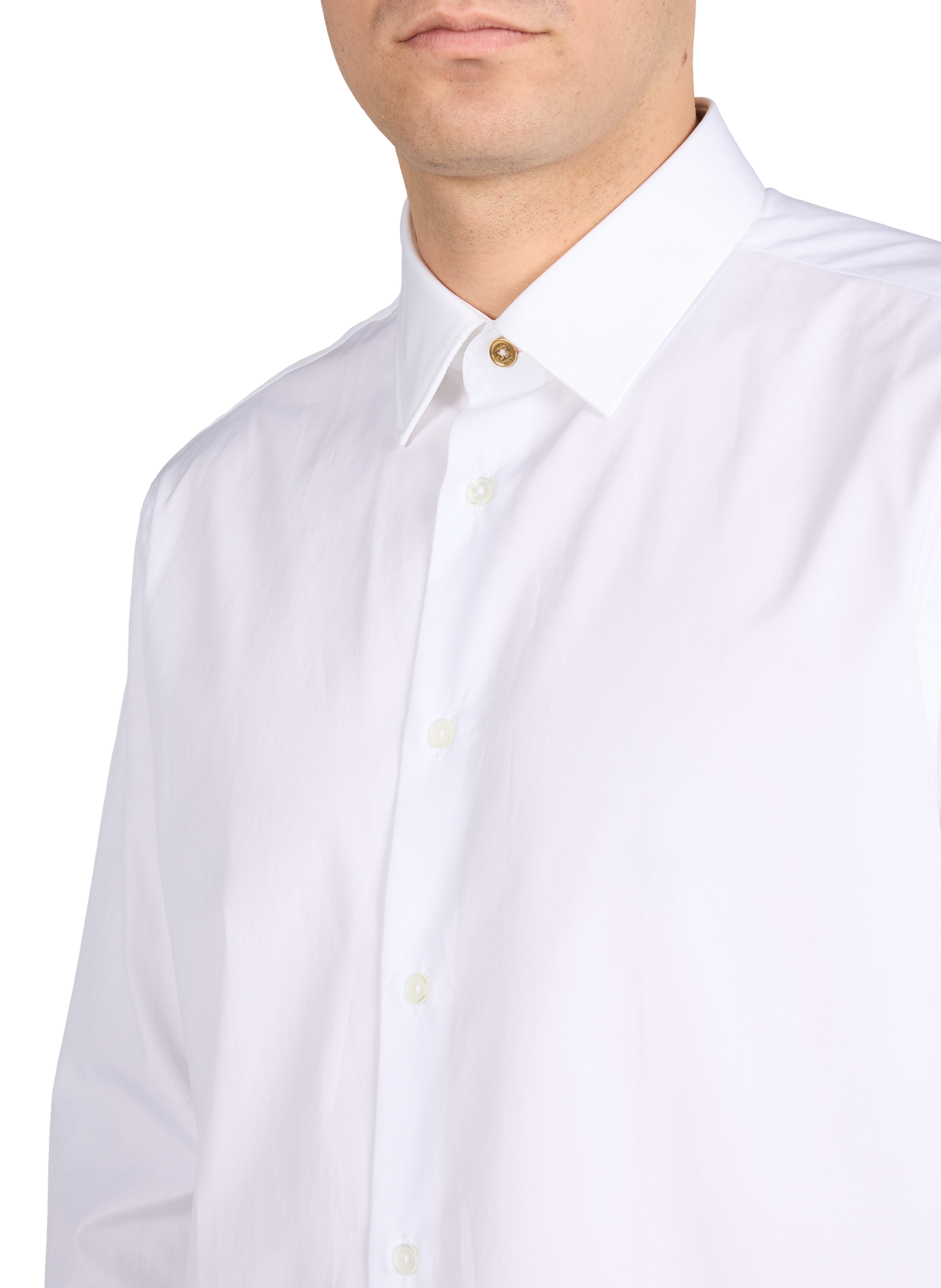 Chemise unie à col classique en coton PAUL SMITH Blanc