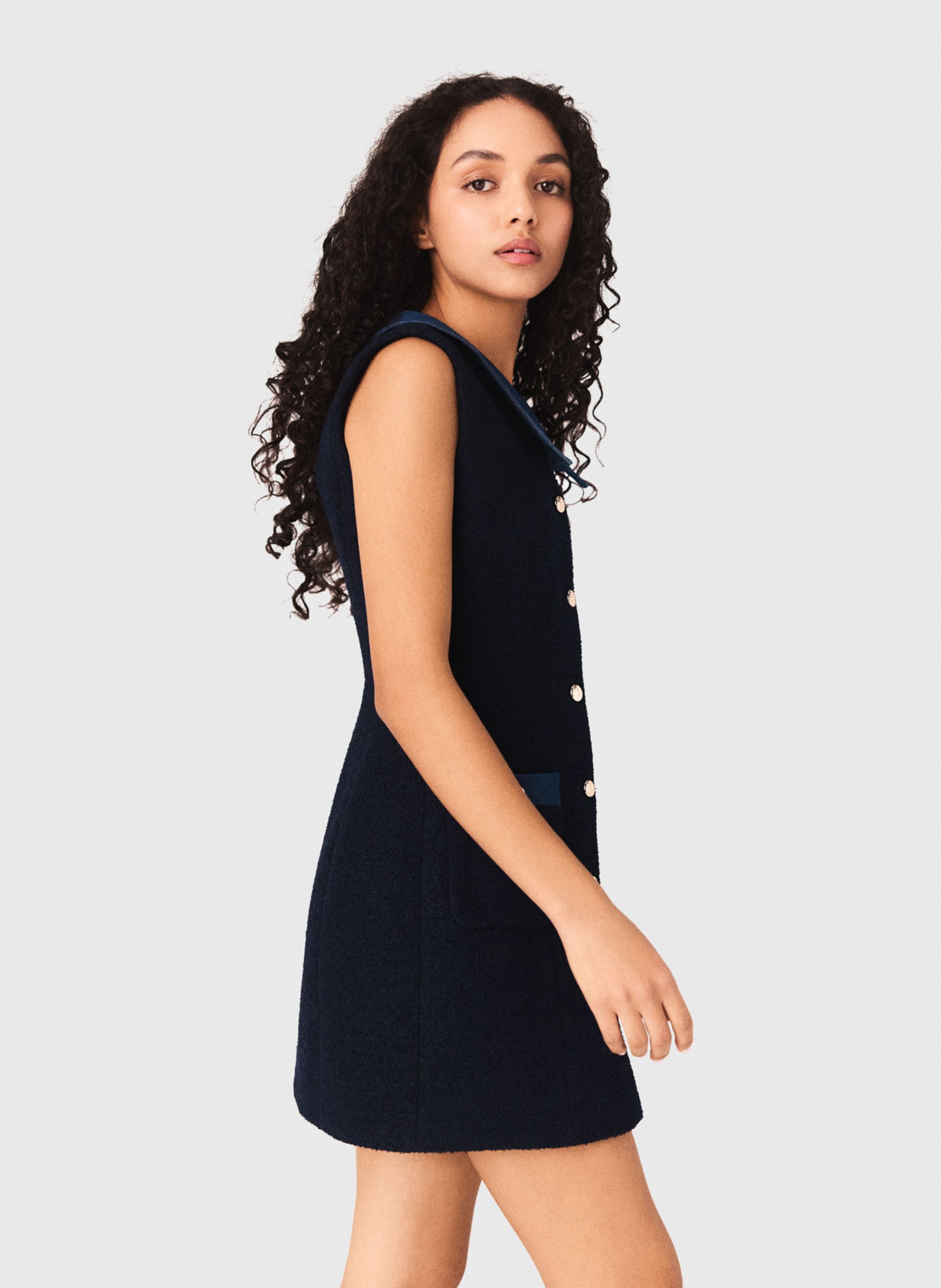 Robe courte col v MAJE Bleu