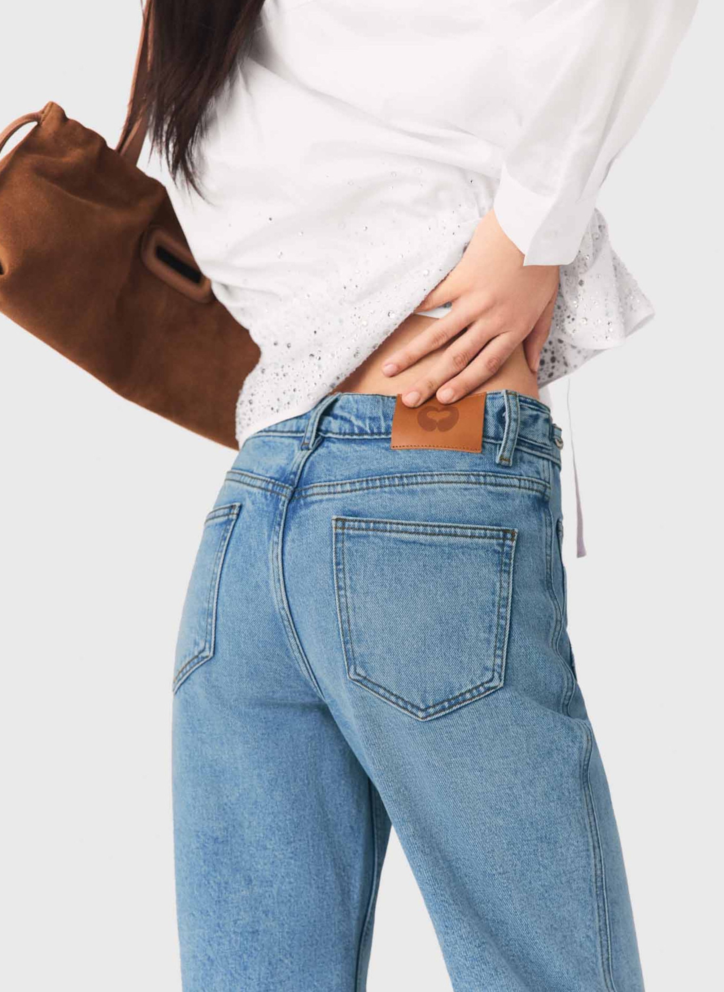 Jean droit en coton mélangé MAJE Bleu