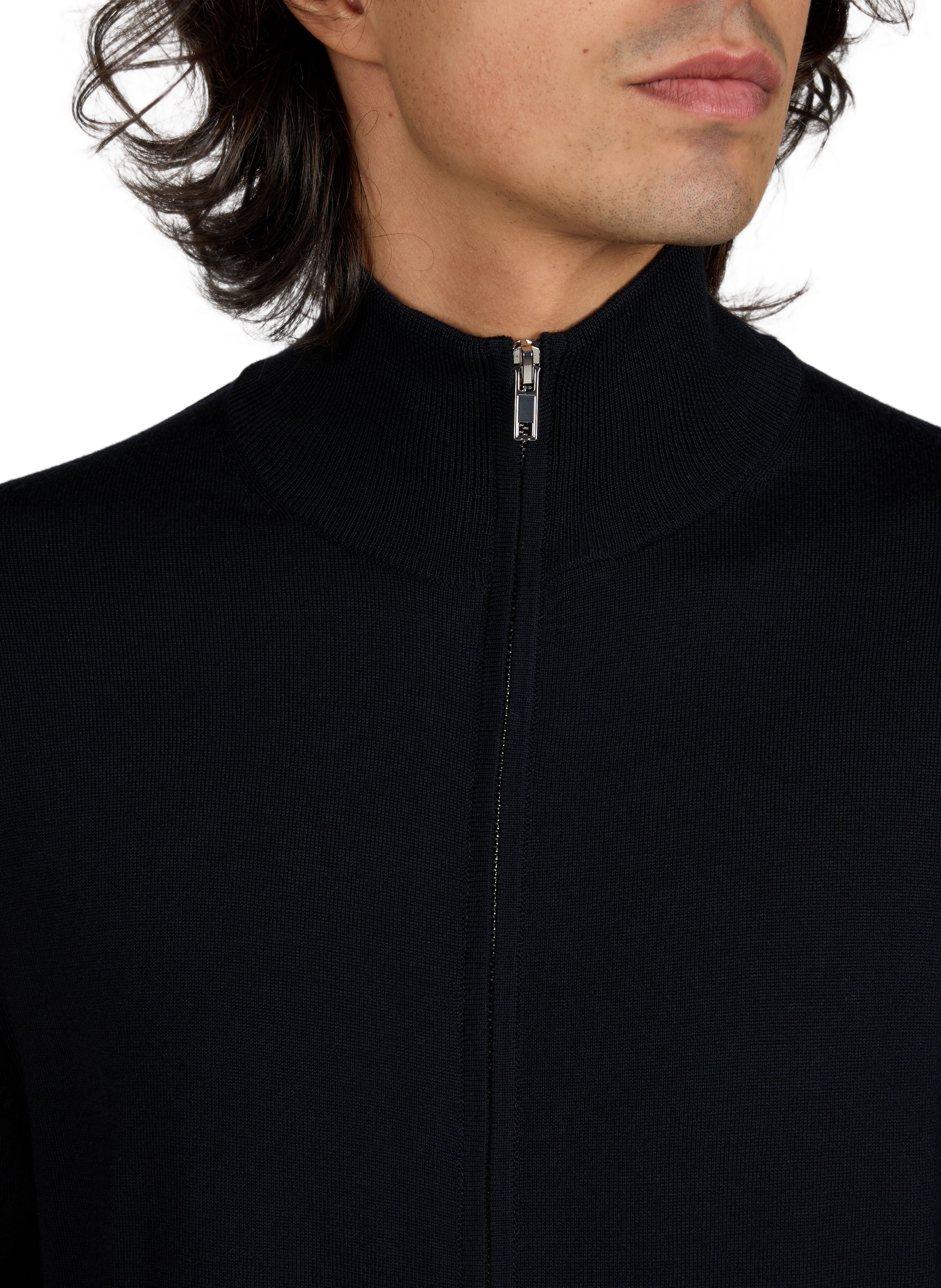 Cardigan à col montant en laine mérinos AU PRINTEMPS PARIS Bleu