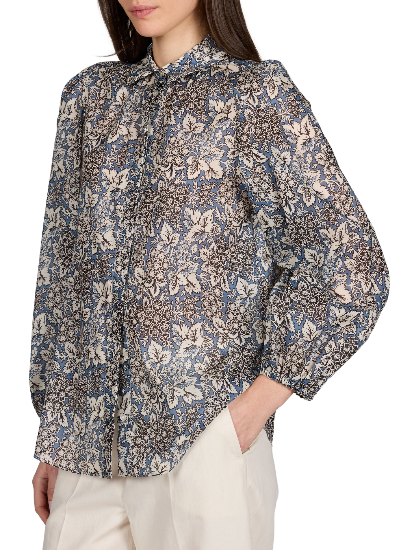 Chemise fleurie en coton MAX MARA WEEK END Bleu