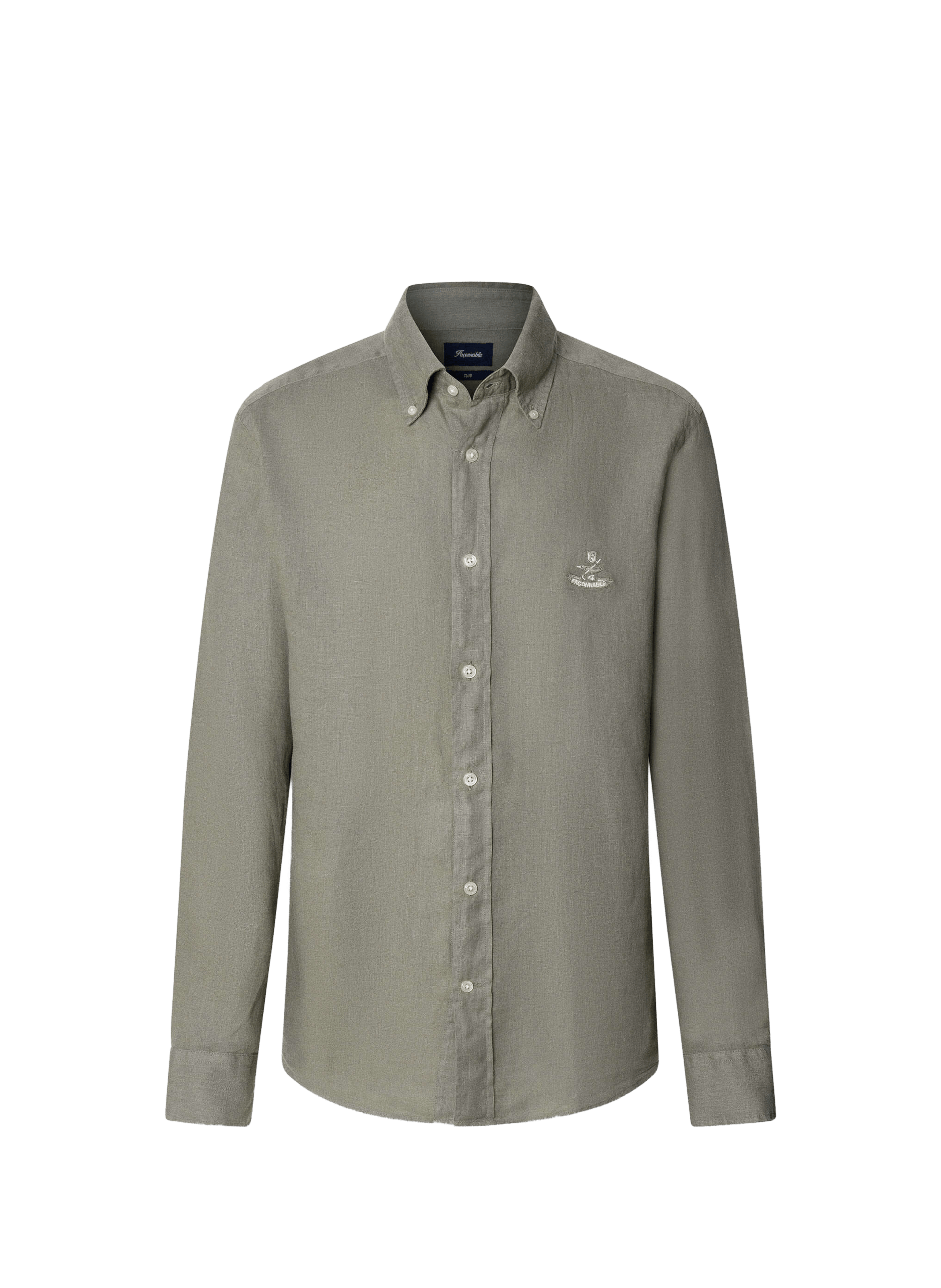 Shirt with American collar in linen FACONNABLE Khaki