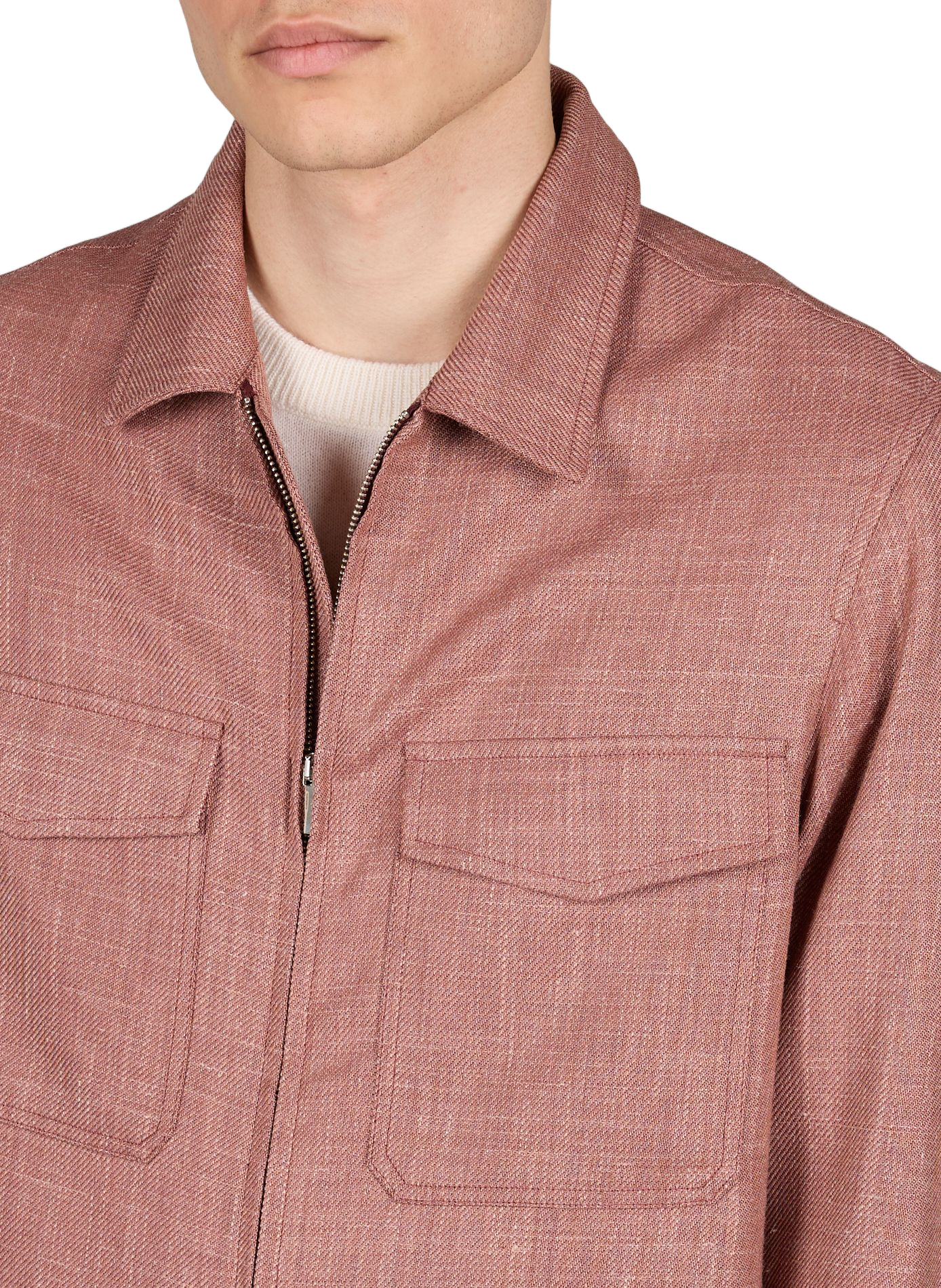 Veste légère droite en laine soie et lin CRUNA Vert