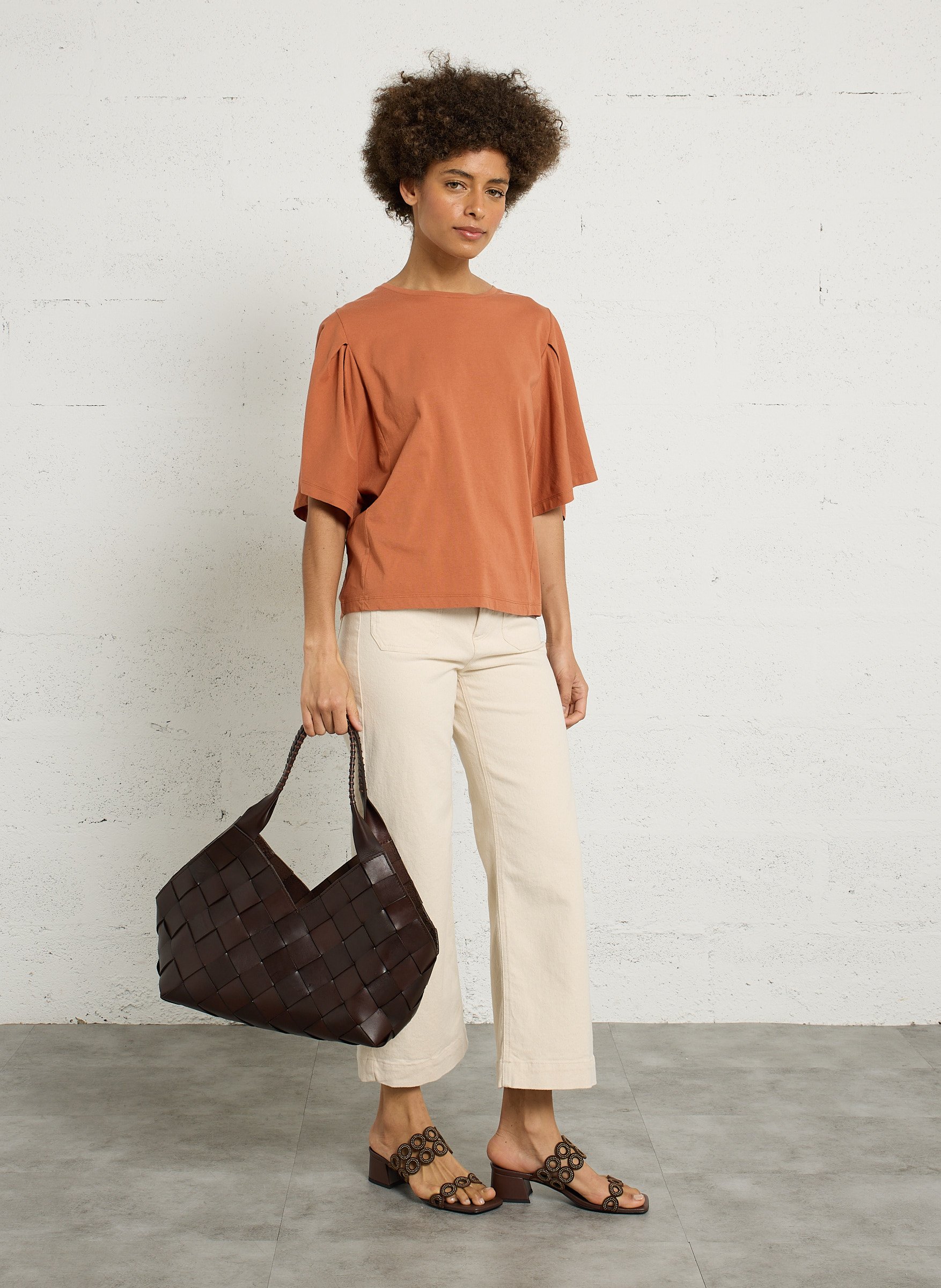 Tee-shirt oversize col rond en coton loreen MAISON 123 Rouge