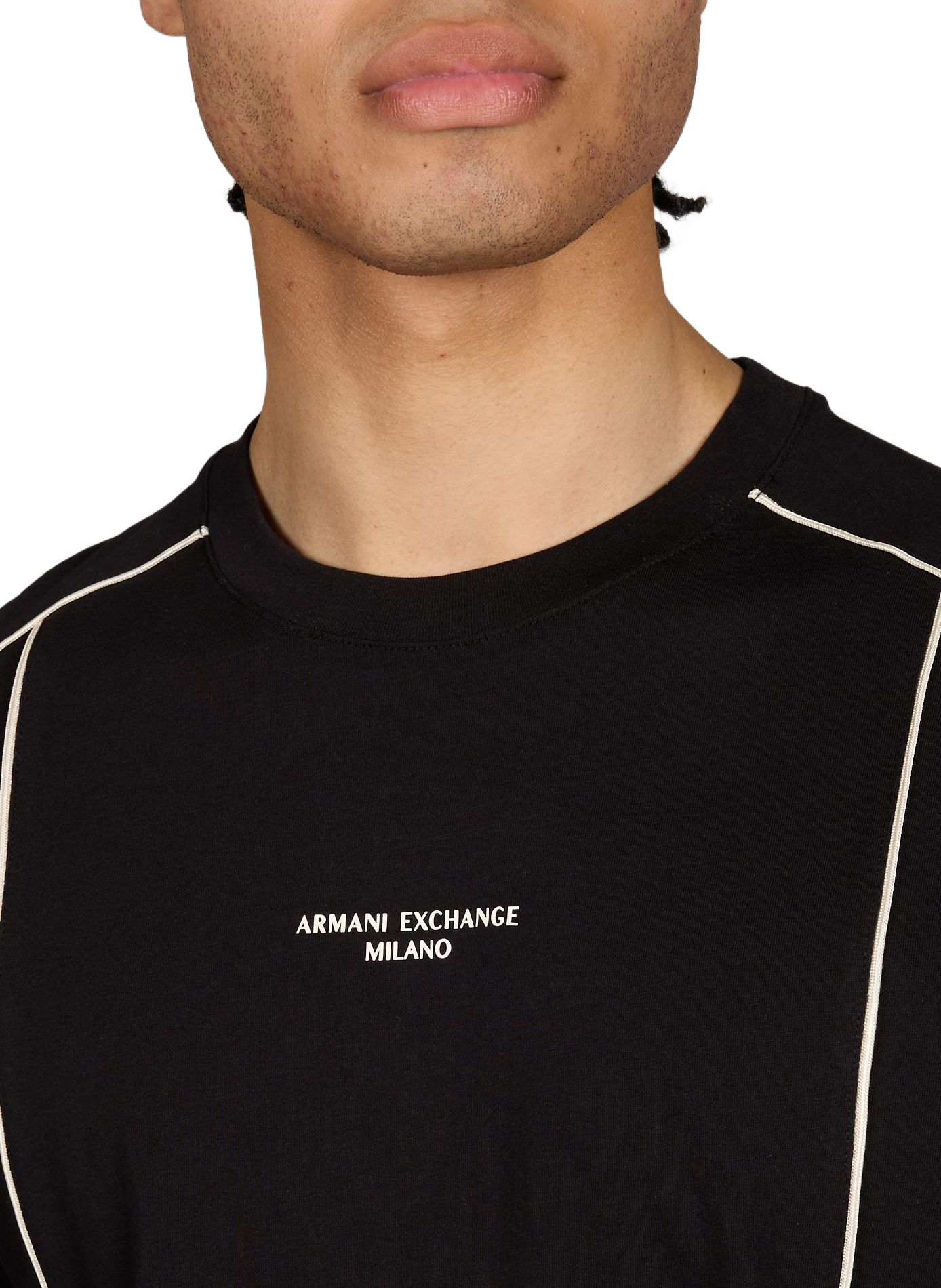 T-shirt col rond en coton ARMANI EXCHANGE Noir