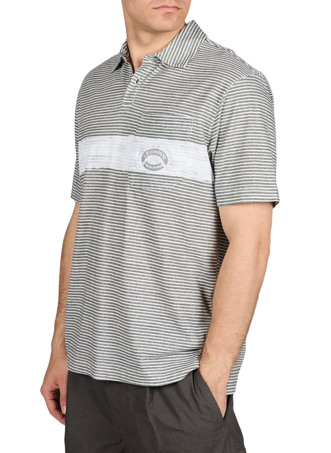 Short-sleeved logo-printed cotton polo CP COMPANY Grey