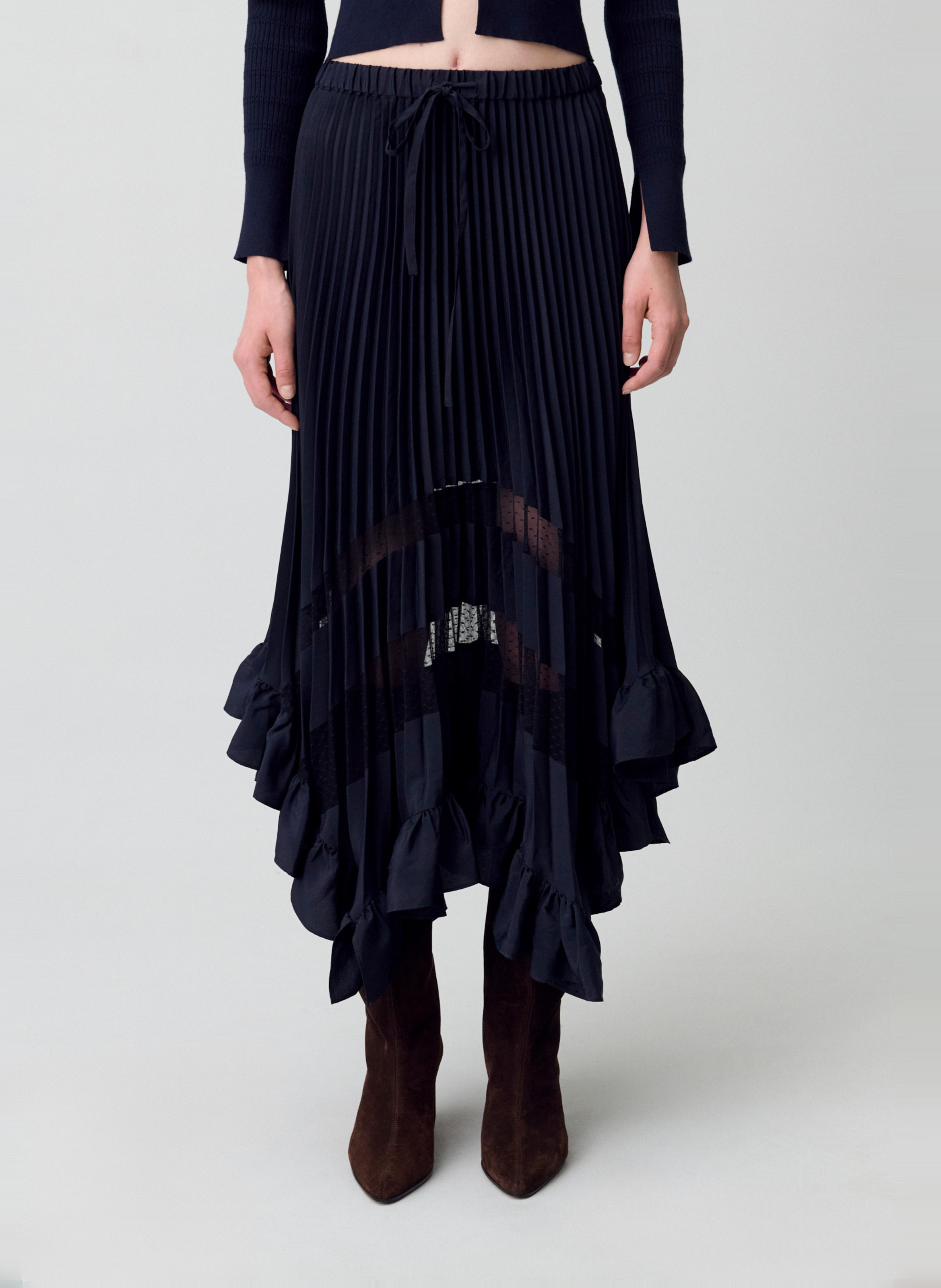 Jupe longue volantée CLAUDIE PIERLOT Bleu