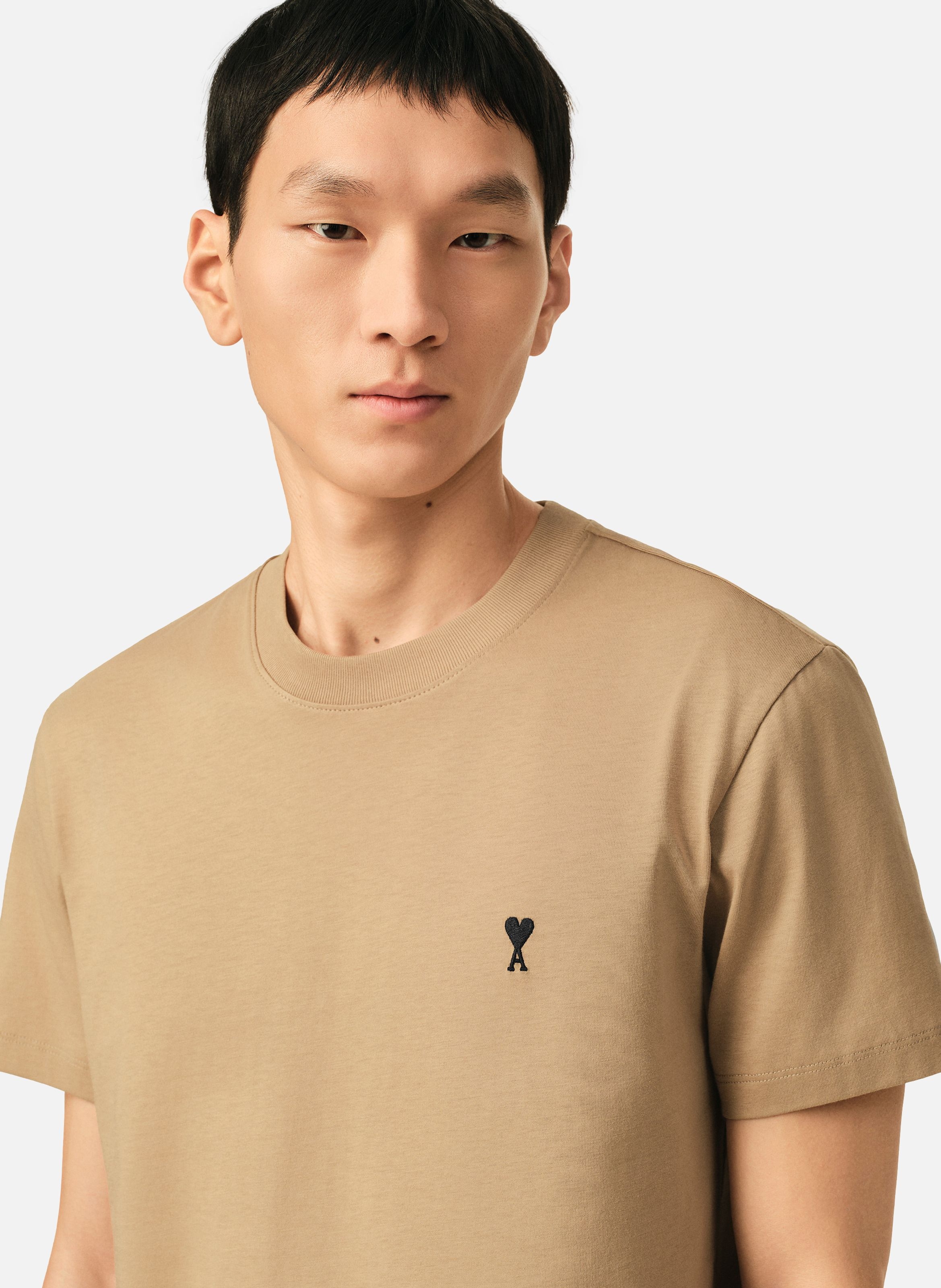 T-shirt ami de coeur en coton AMI PARIS Beige