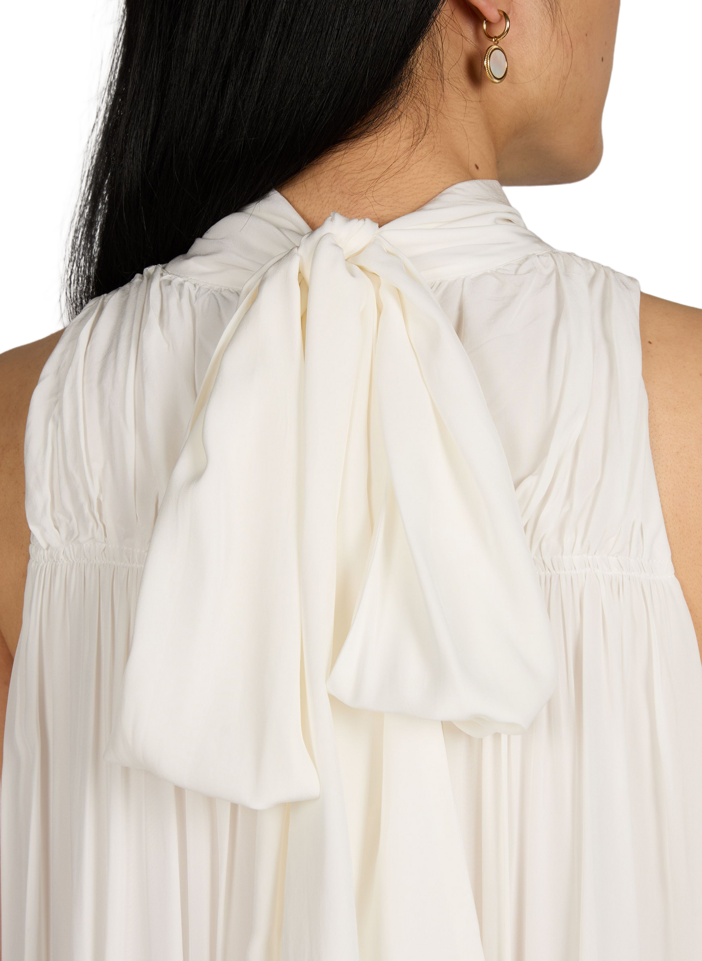 Short pleated ruffle dress ROTATE White