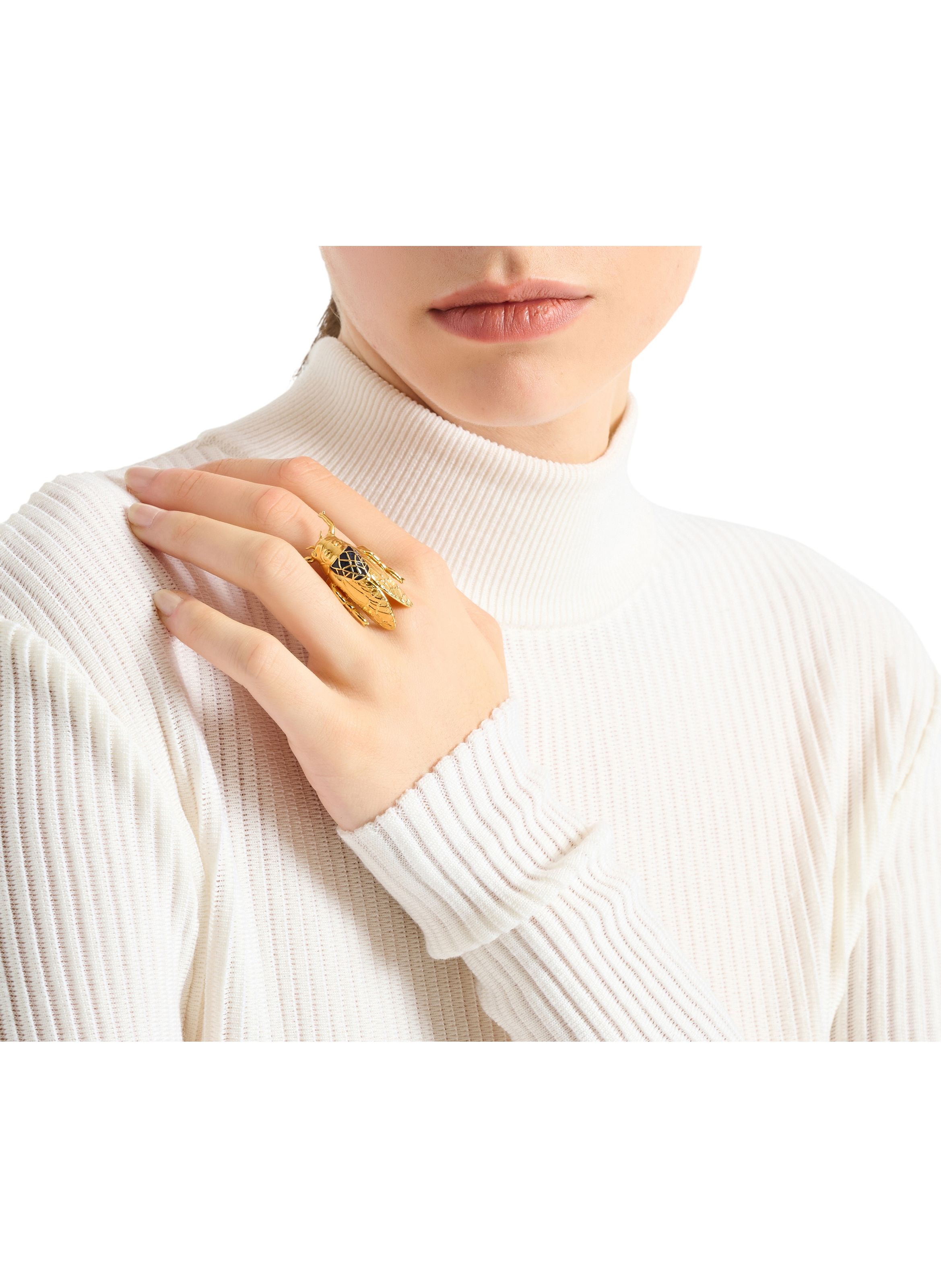 Bague insect en laiton et émail BALMAIN Doré