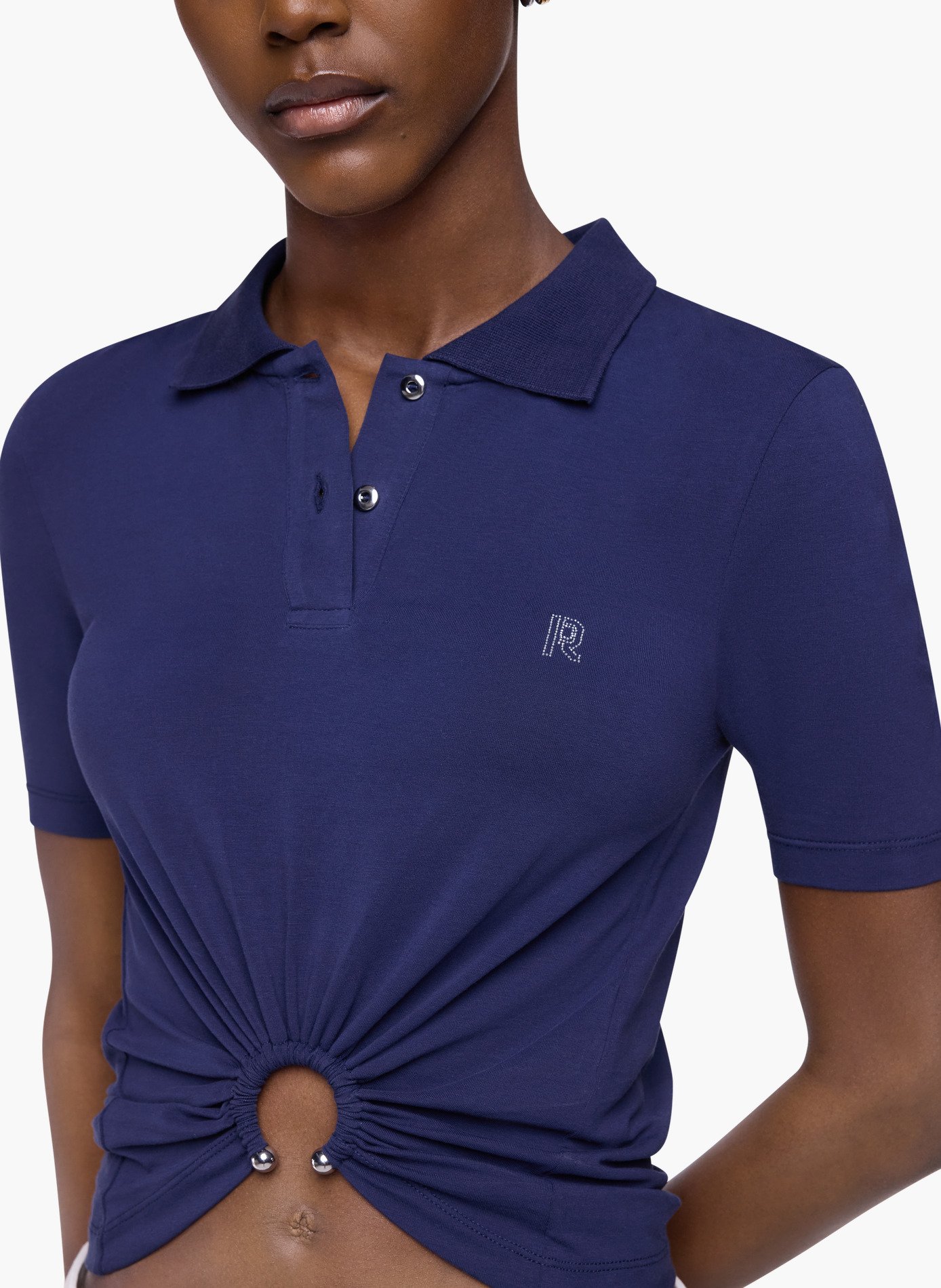 Top piercing en jersey de coton RABANNE Bleu
