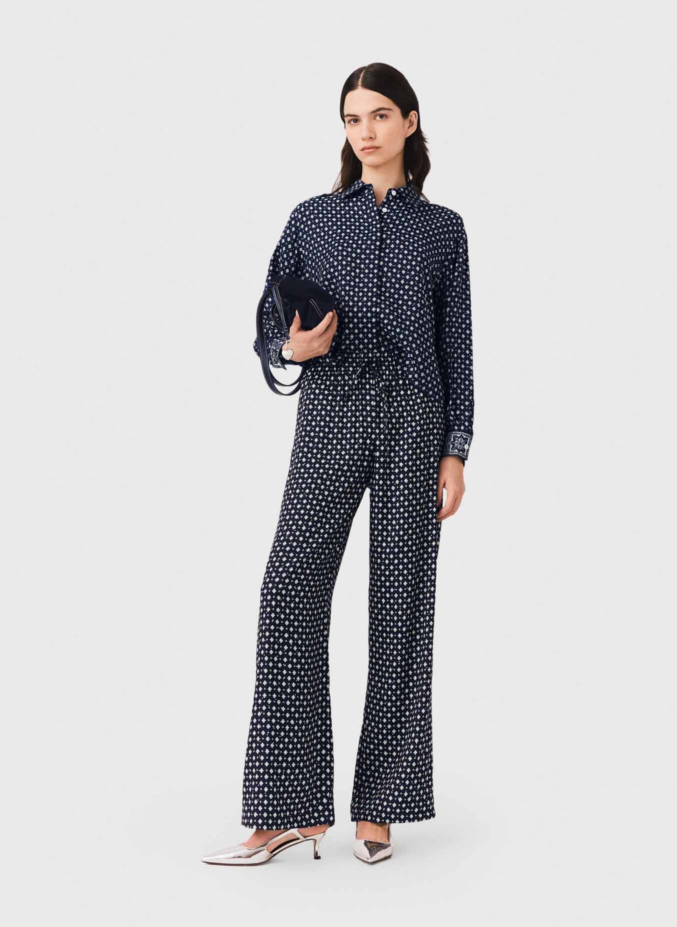 Pantalon large à pois MAJE Bleu