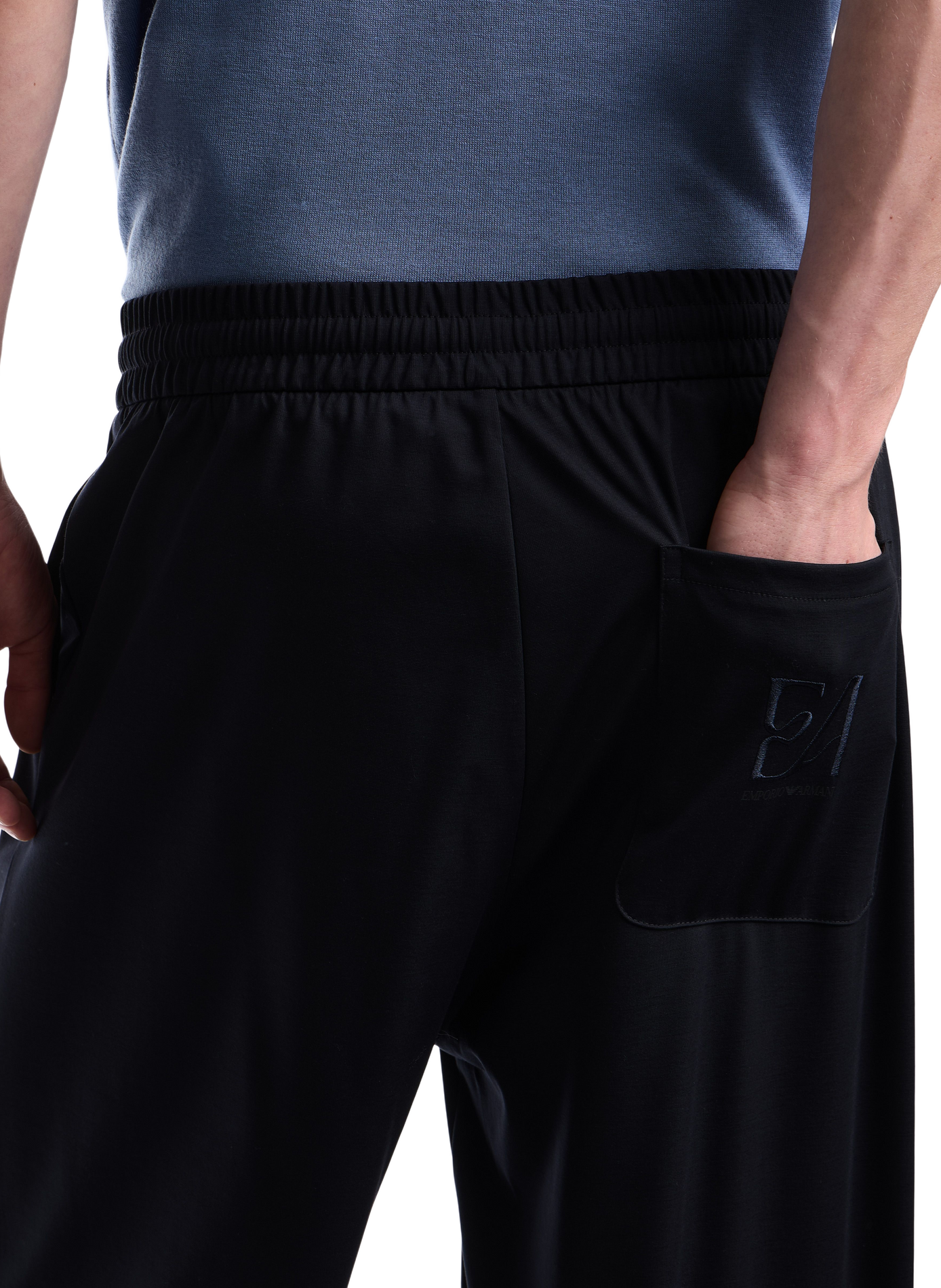 Solid Straight Leg Joggers EMPORIO ARMANI Blue