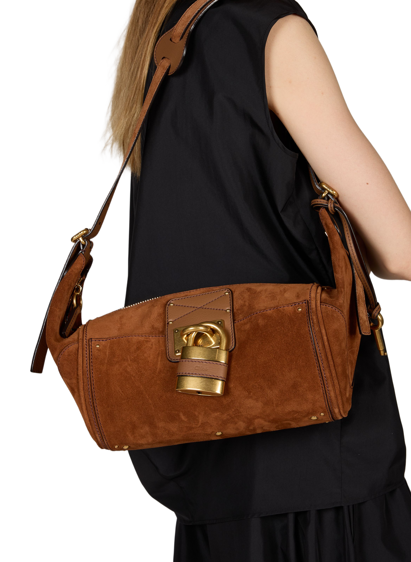 Bolso de mano Paddington de cuero de gamuza CHLOÉ Marrón