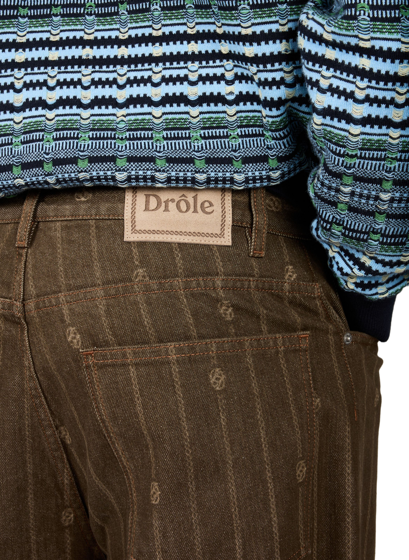 Jean baggy Monogramme en coton DROLE DE MONSIEUR Marron