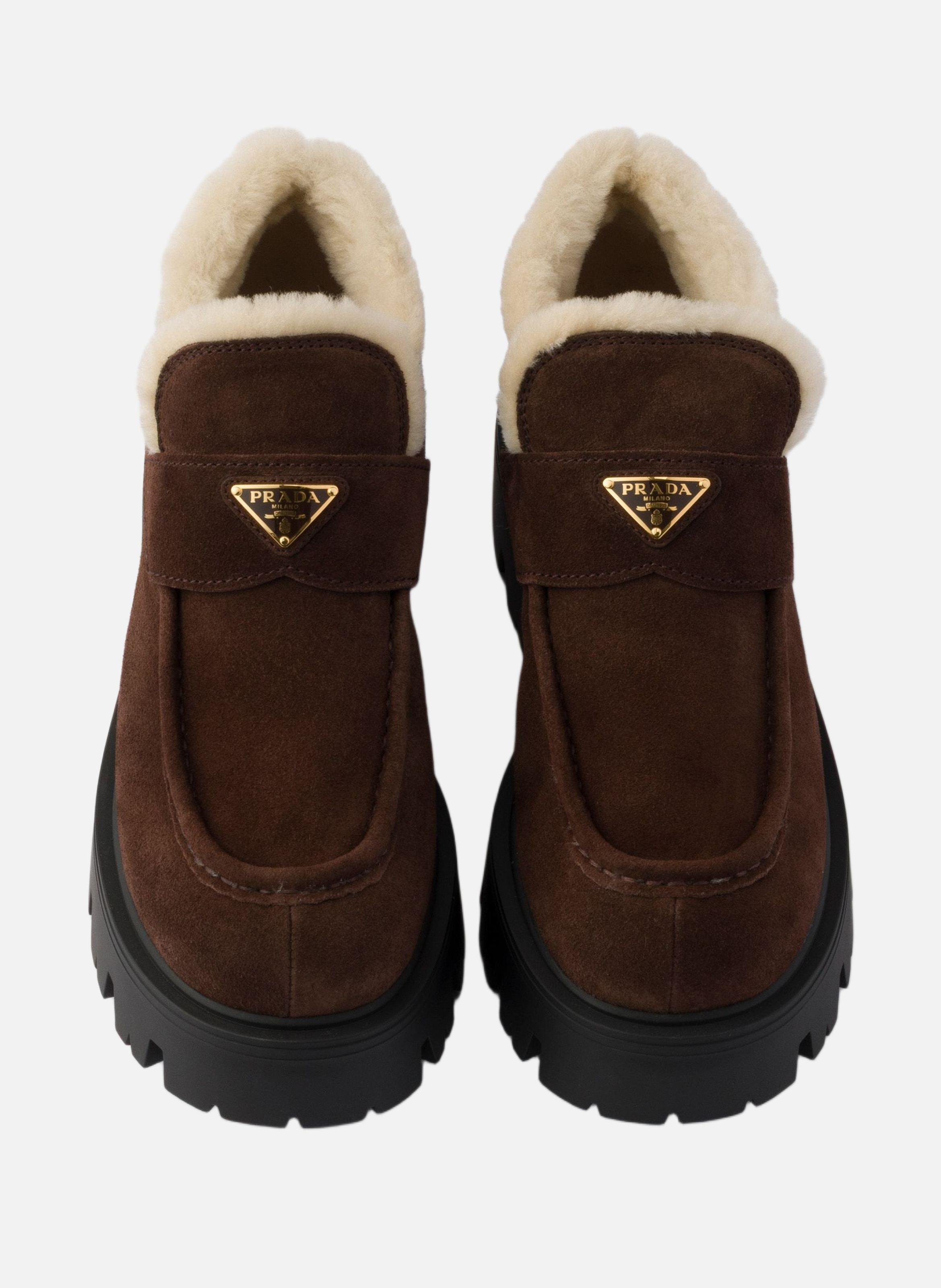 Mocassins en veau velours PRADA Marron