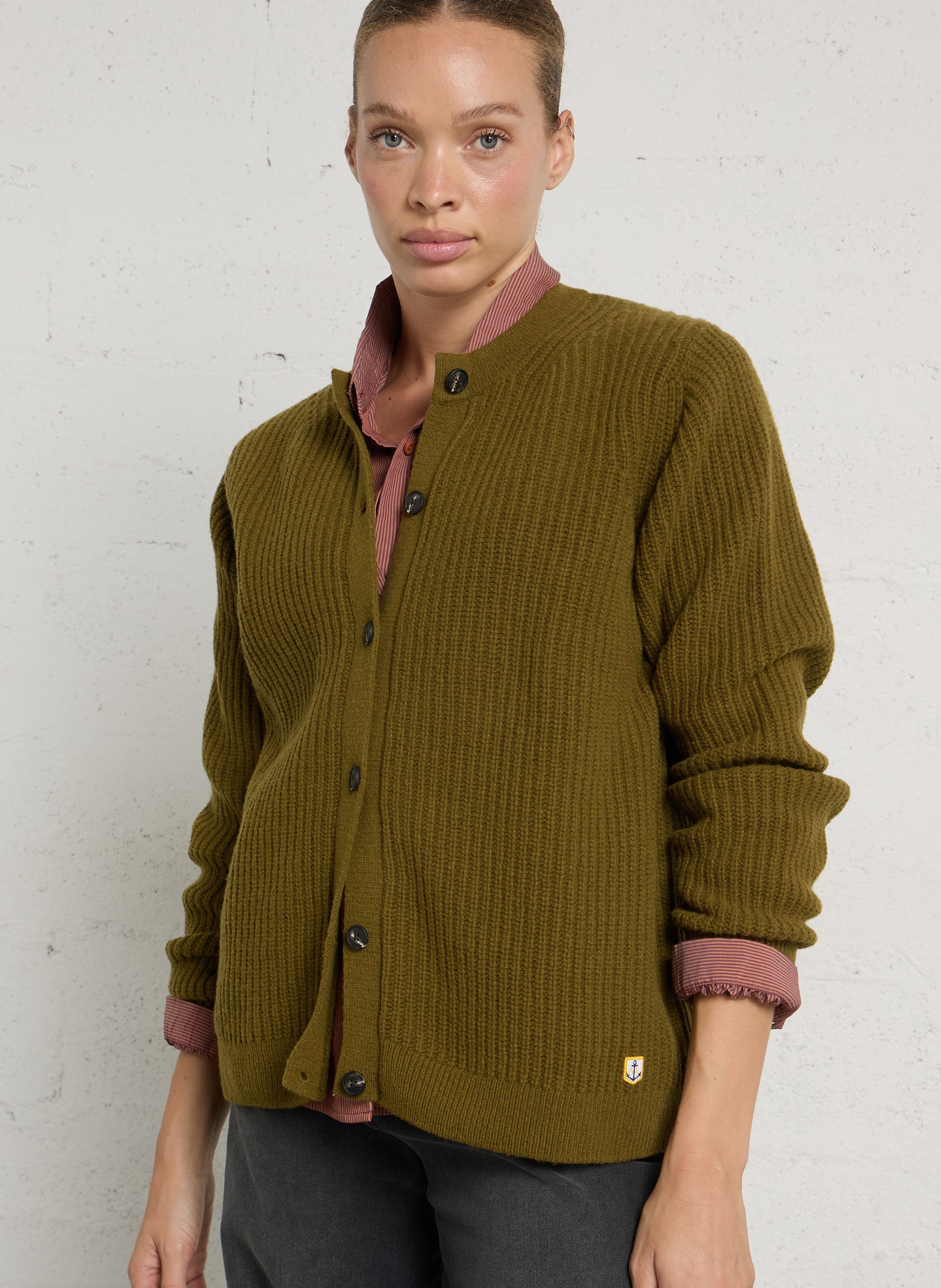Gilet droit en maille en laine mélangée heritage ARMOR-LUX Vert
