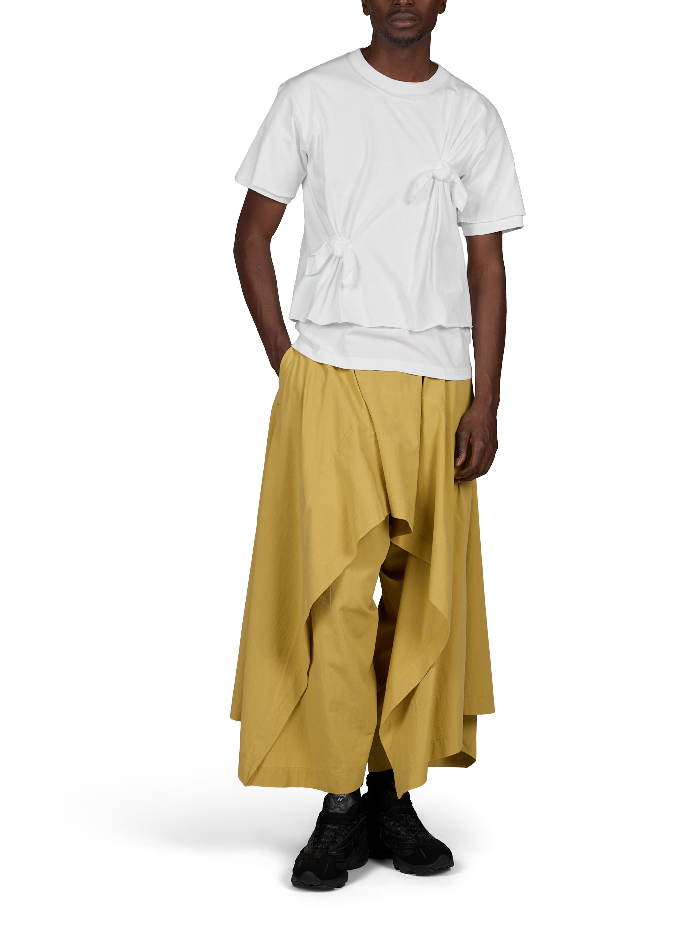 Einfarbiges Baumwoll-T-Shirt mit Schleifen WANSIE Weiss