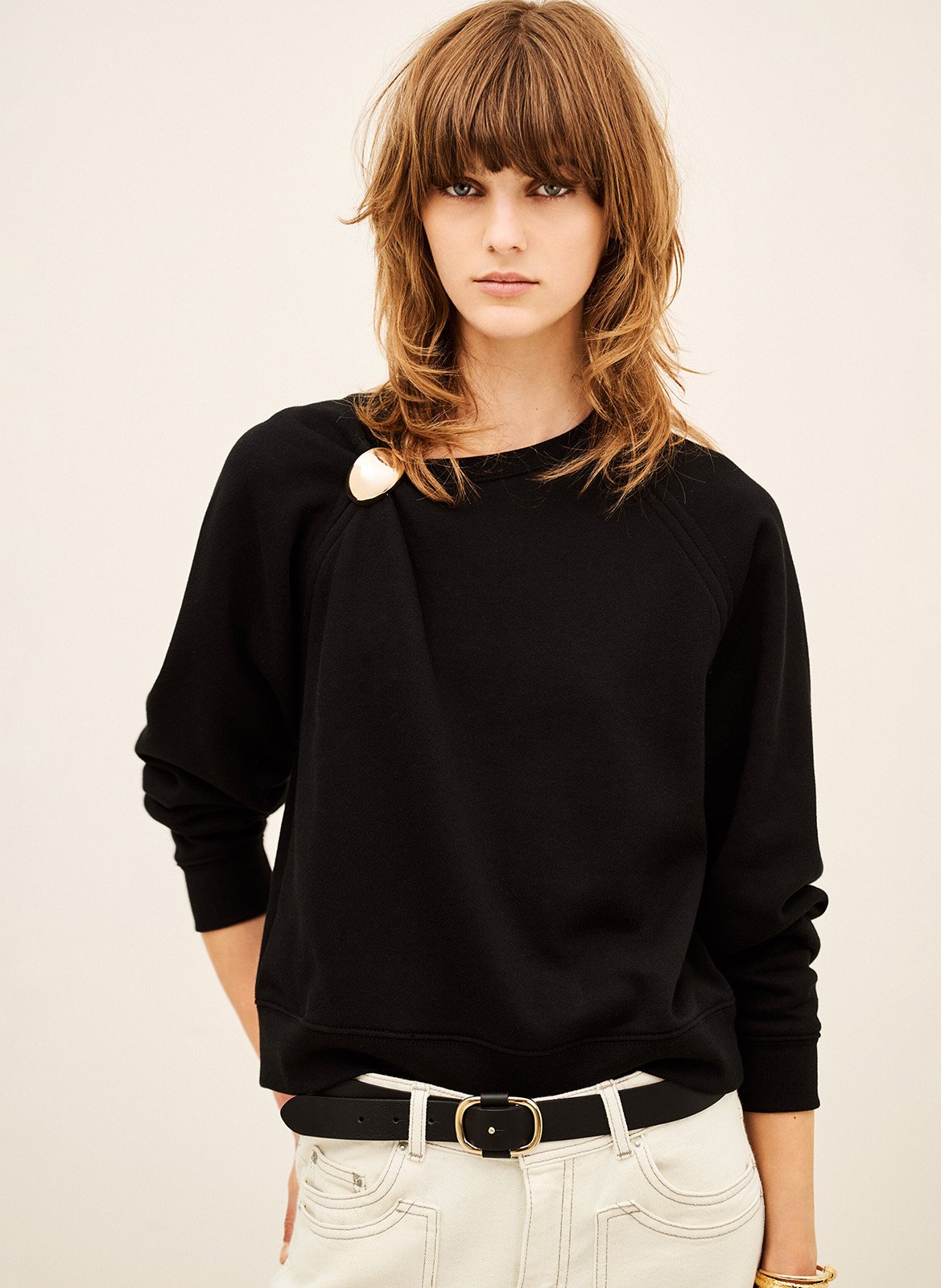 Sweat droit en coton mélangé della BA&SH Noir