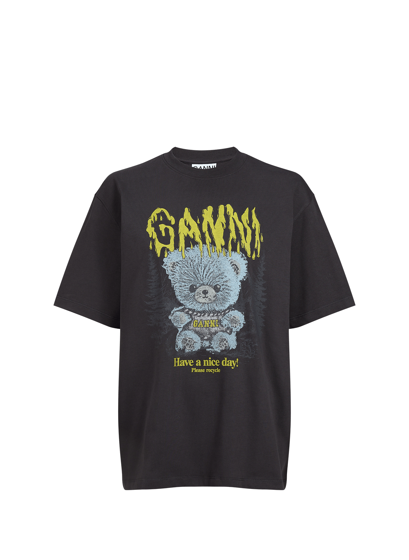 Straight cotton t-shirt GANNI Grey