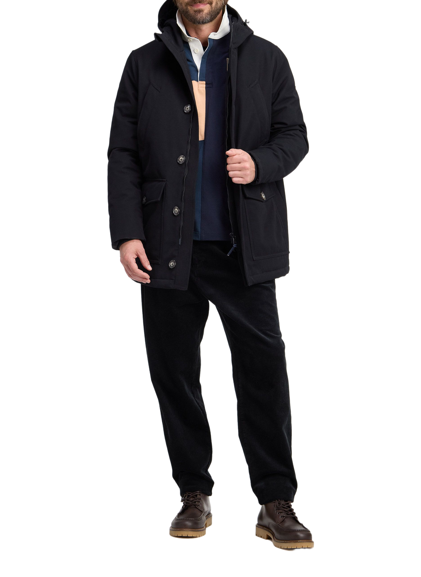 Straight hooded parka EDEN PARK Black