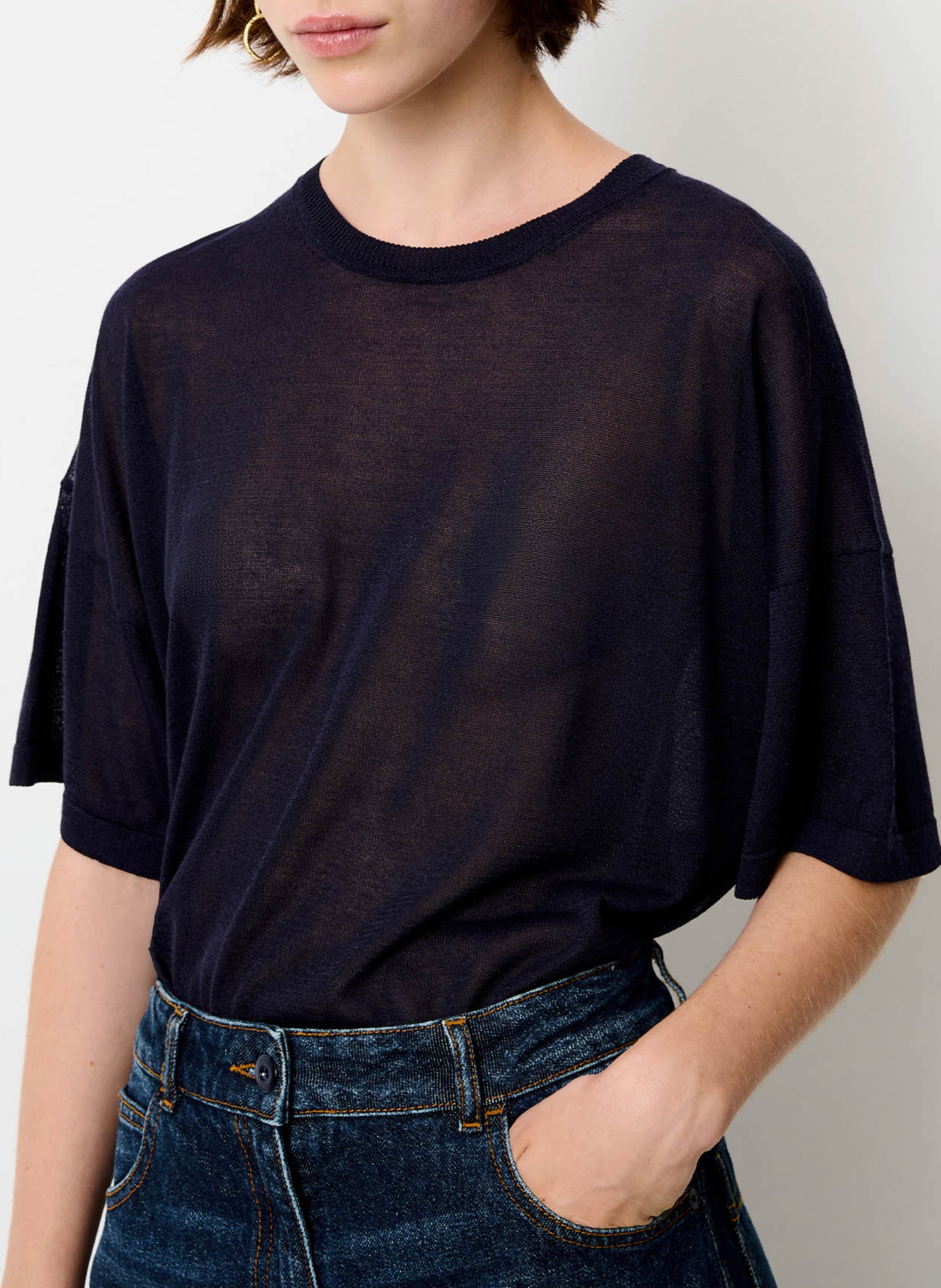 Pull court manches courtes uni ronn SESSUN Bleu