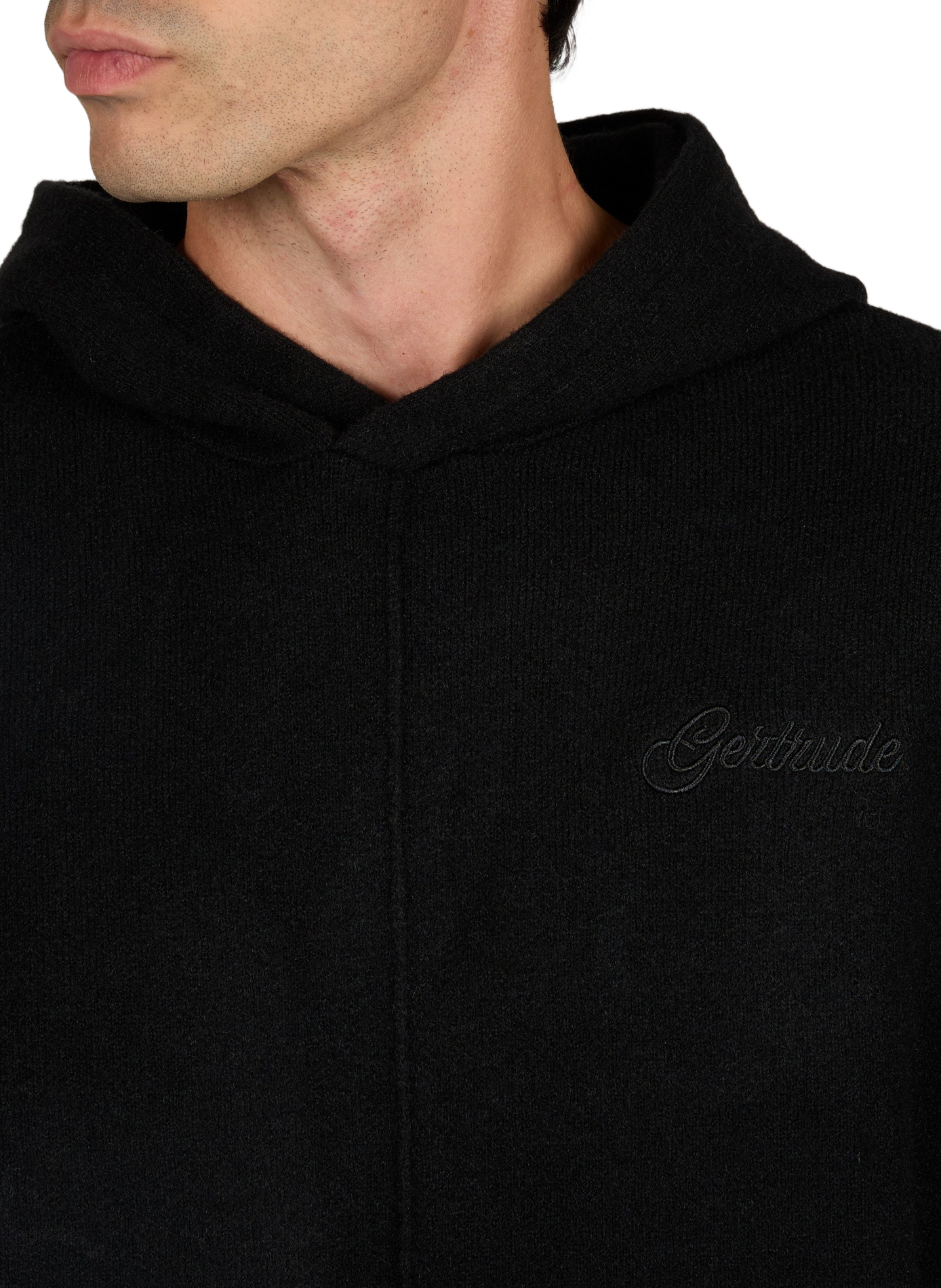 Plain knit hooded hoodie GERTRUDE Black