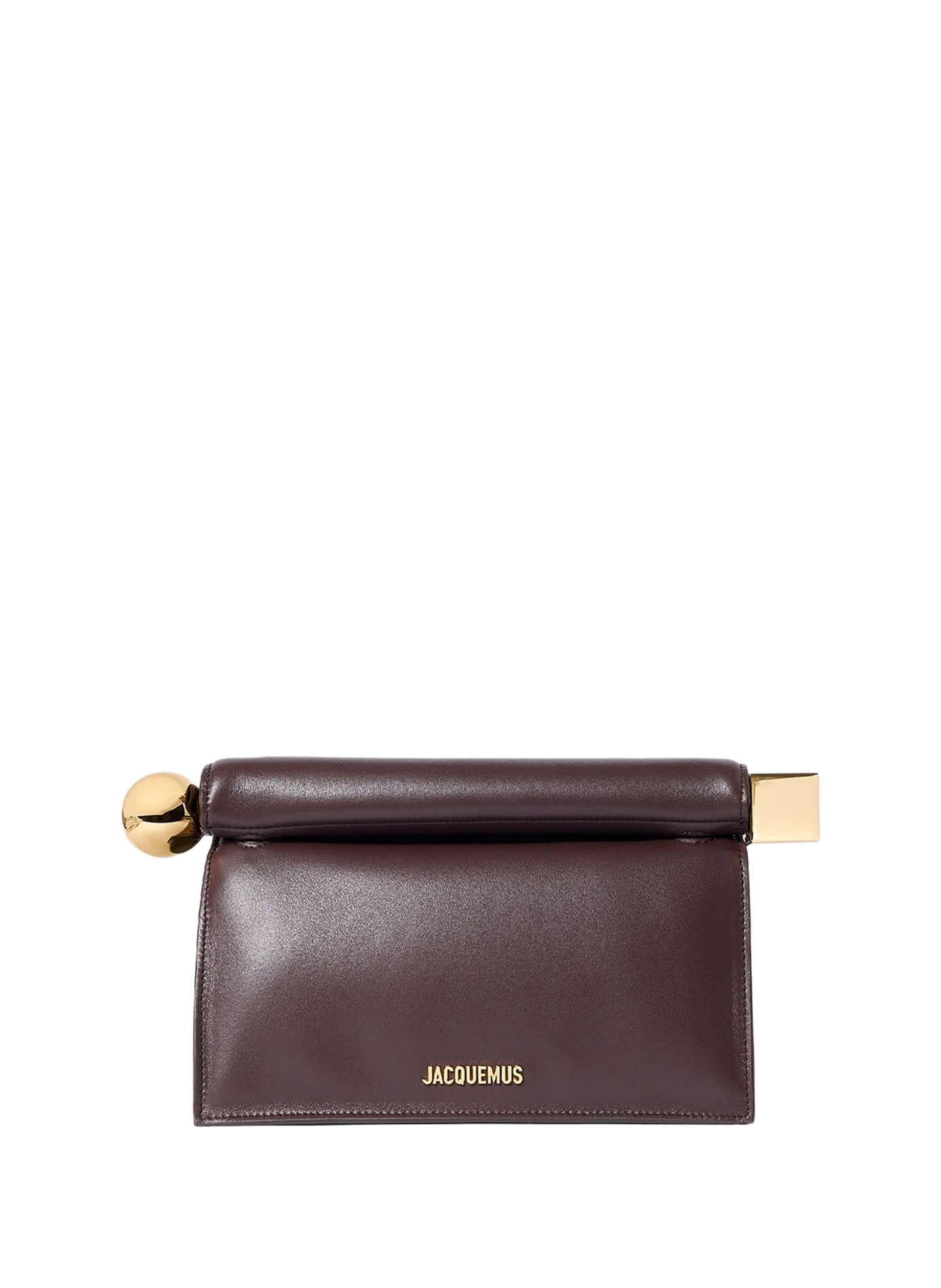 La pochette Rond Carré en cuir d'agneau JACQUEMUS Brown