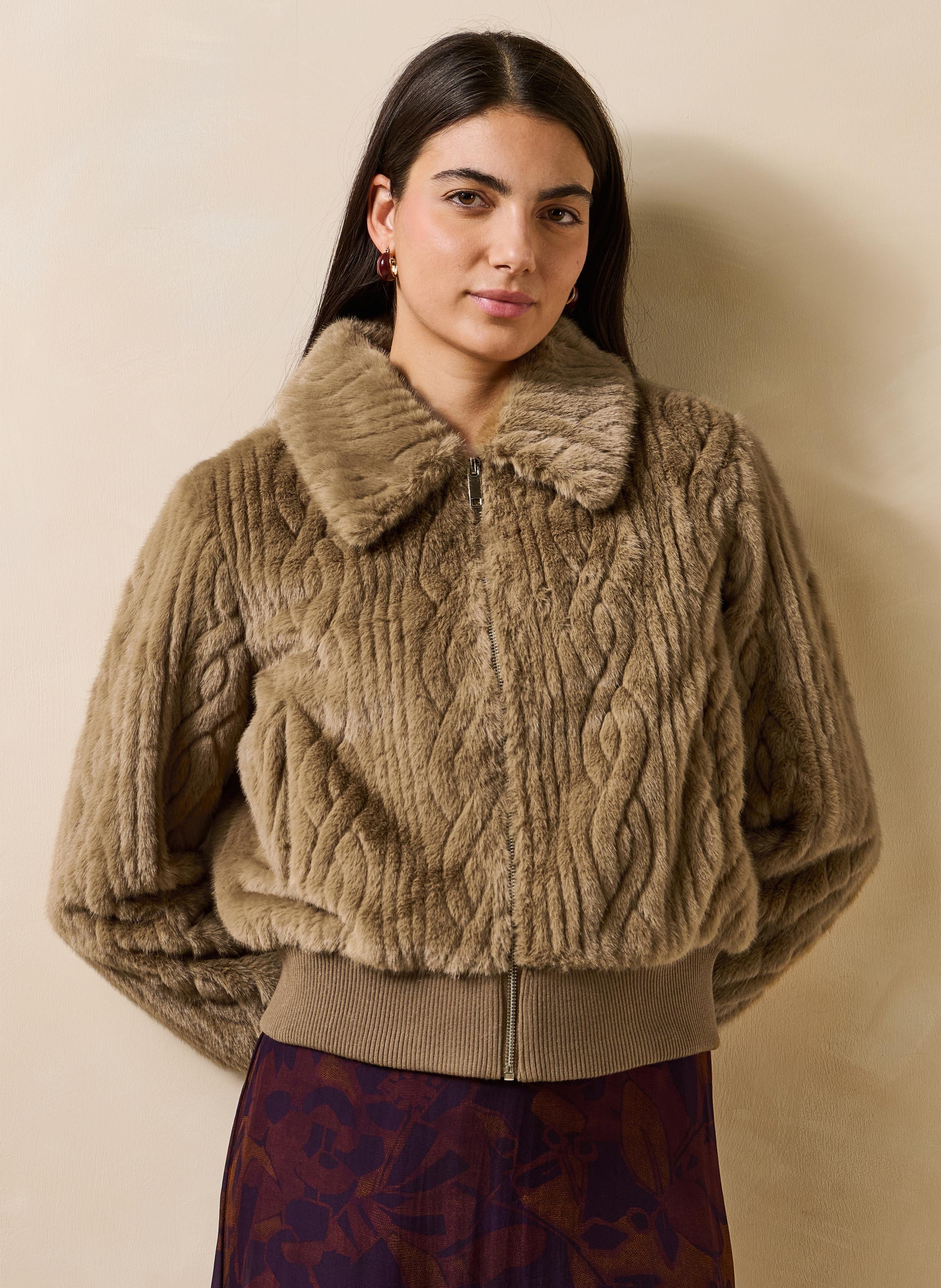 Korte jas met imitatiebont-effect LA FEE MARABOUTEE Bruin