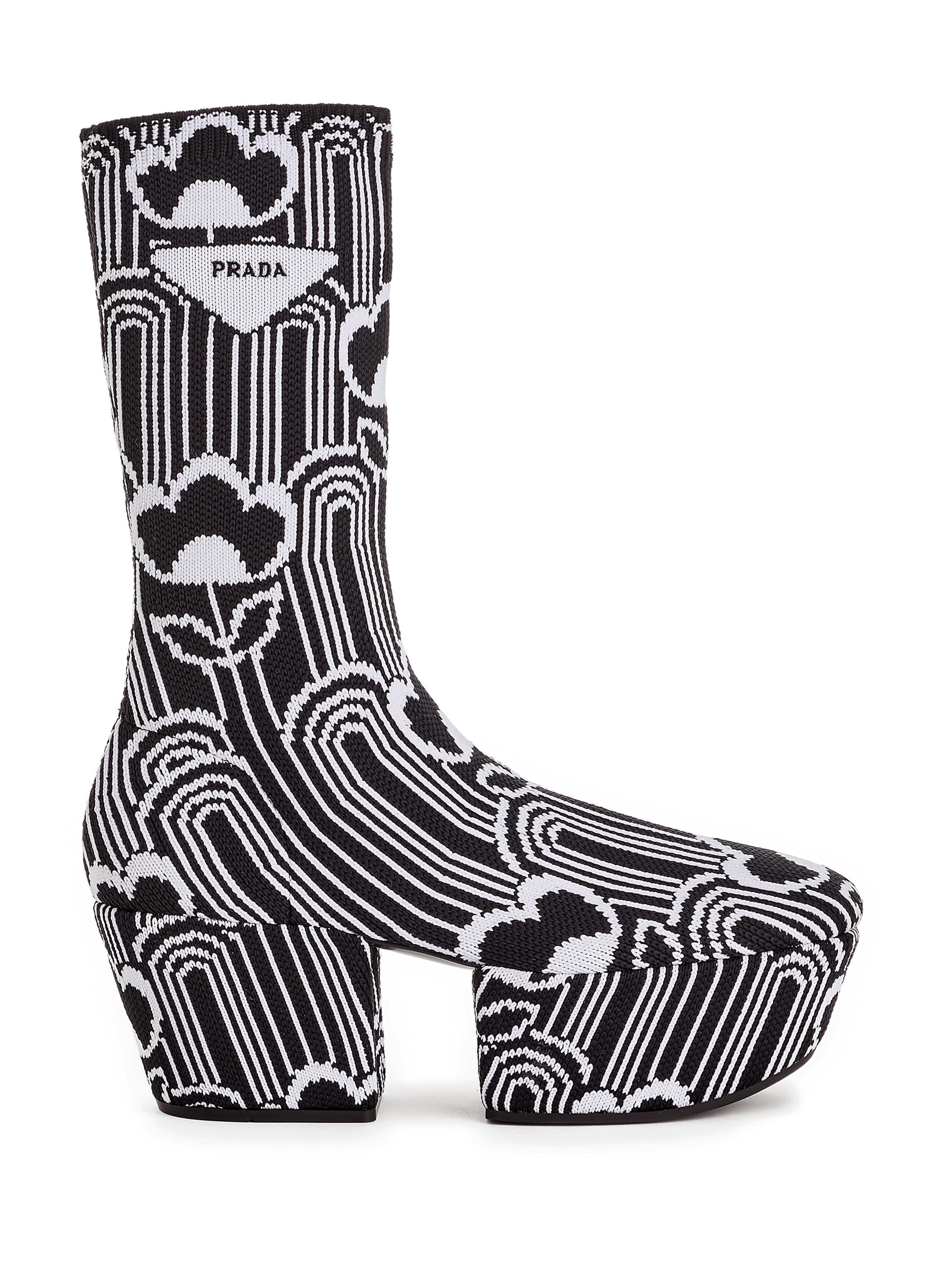 Floral ankle boots PRADA Black