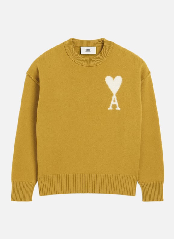 Pull ami de coeur ecru unisexe Jaune by AMI PARIS AMI PARIS Pull ami de coeur ecru unisexe Jaune