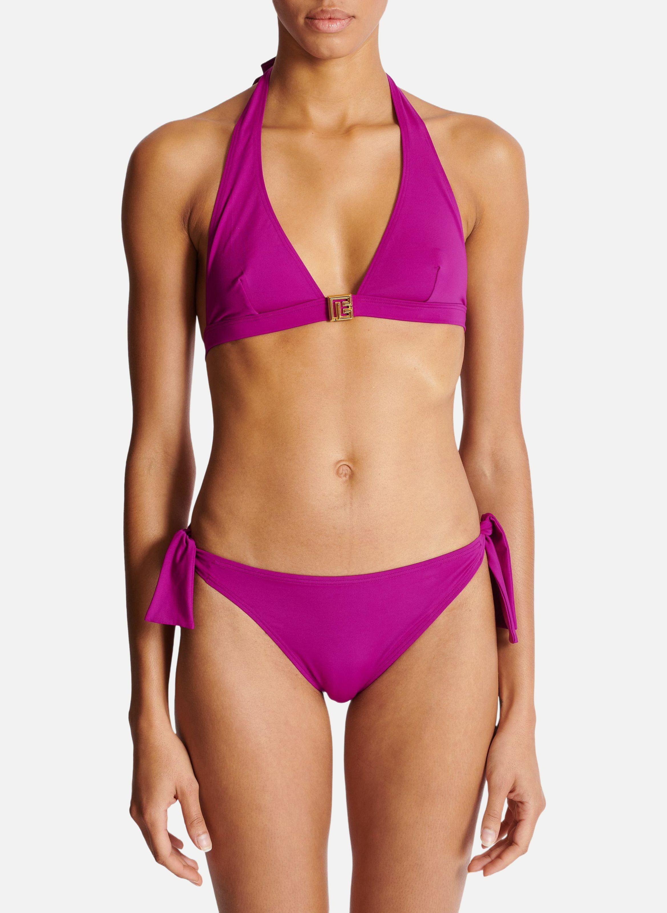 Maillot de bain deux pièces à logo pb BALMAIN Violet