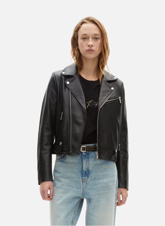Blouson motard en cuir Noir by THE KOOPLES THE KOOPLES Blouson motard en cuir Noir
