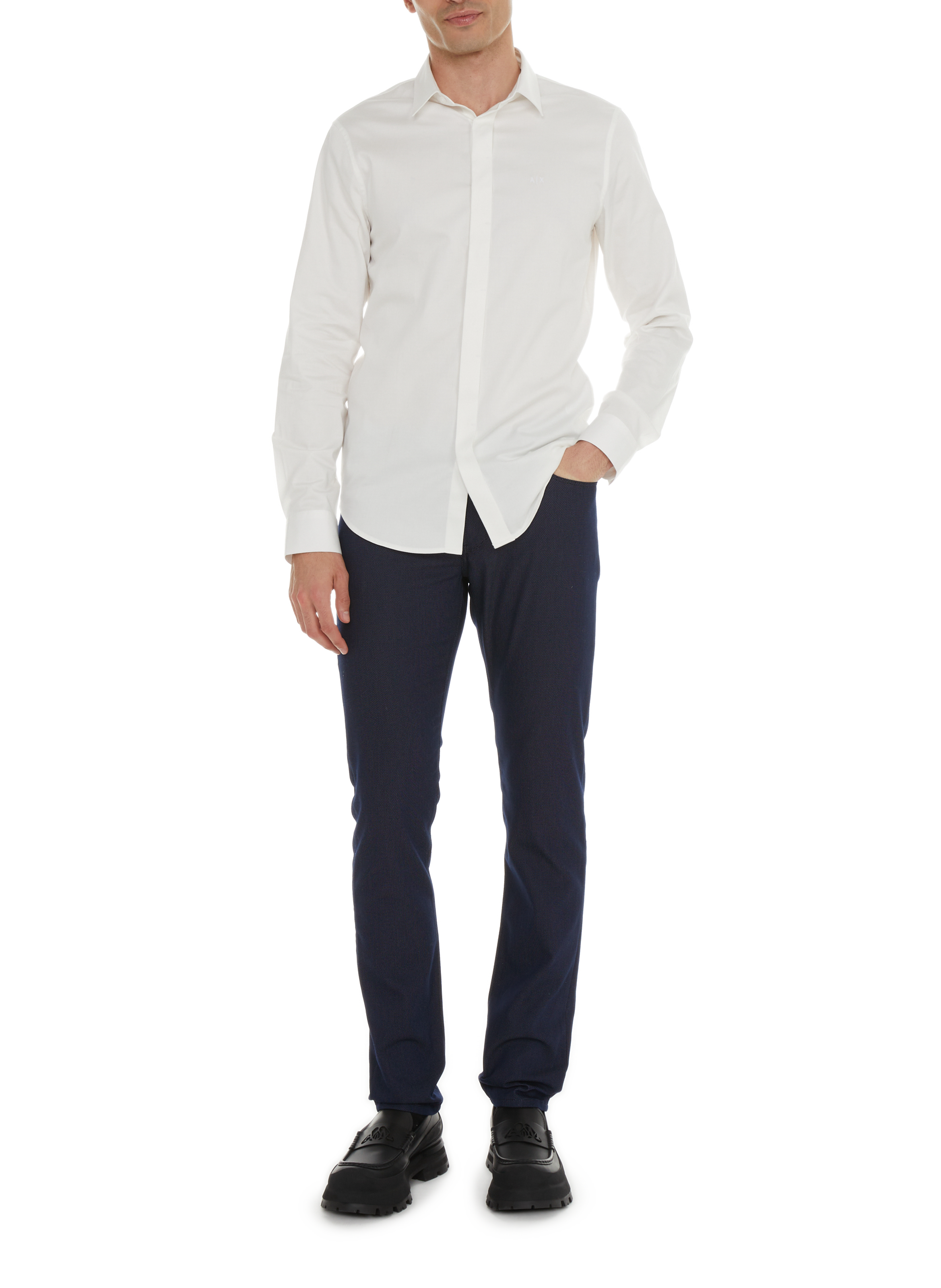 Button Down long-sleeve cotton Shirt ARMANI EXCHANGE White