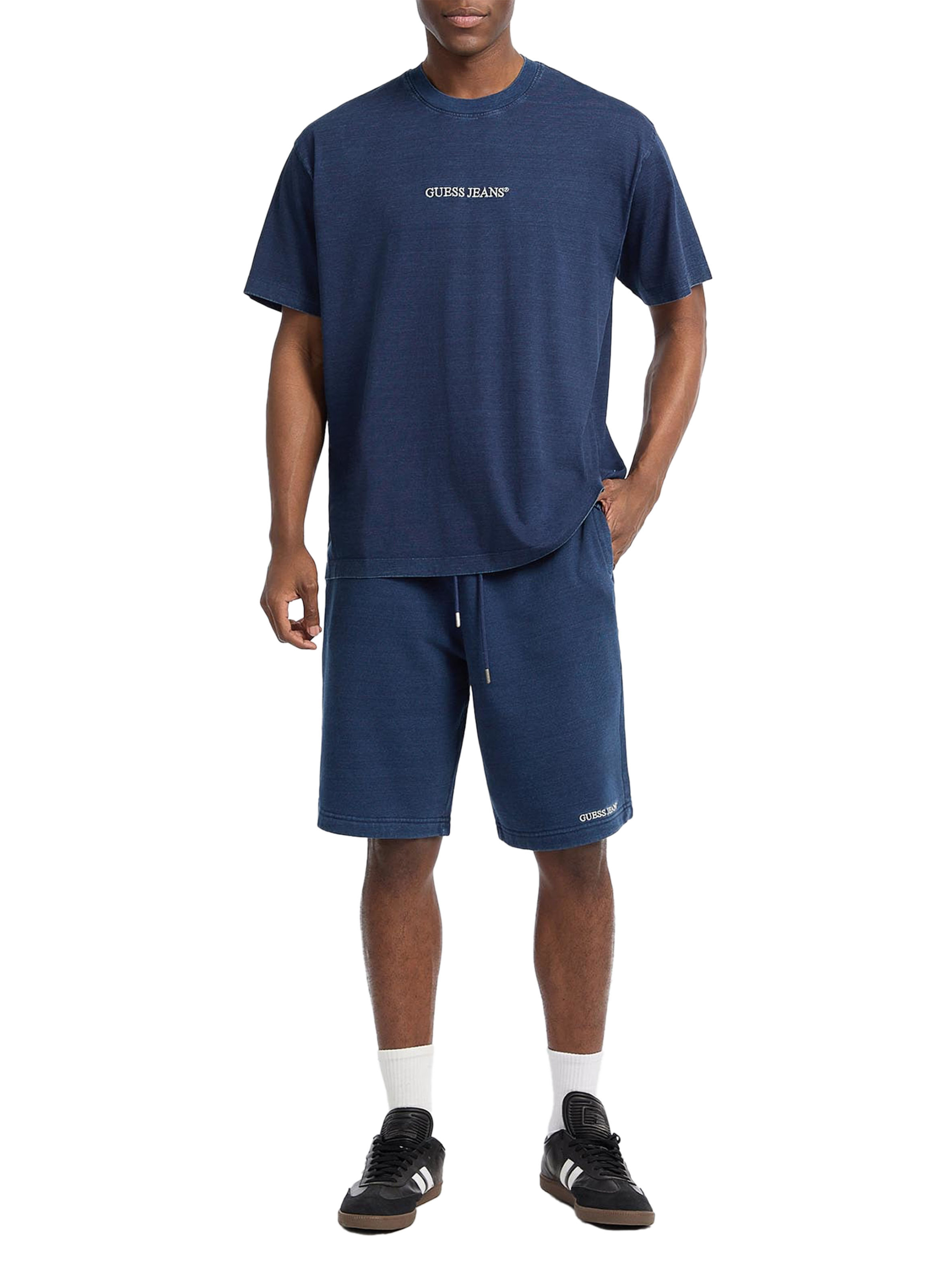 Straight cotton shorts GUESS Blue