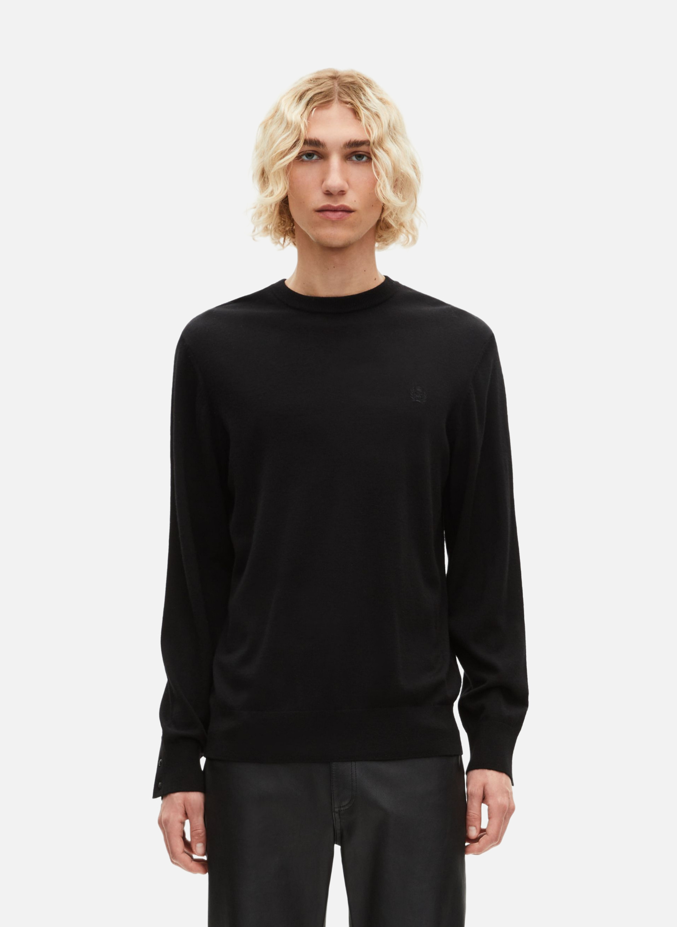 Pull col rond en laine mérinos THE KOOPLES Noir