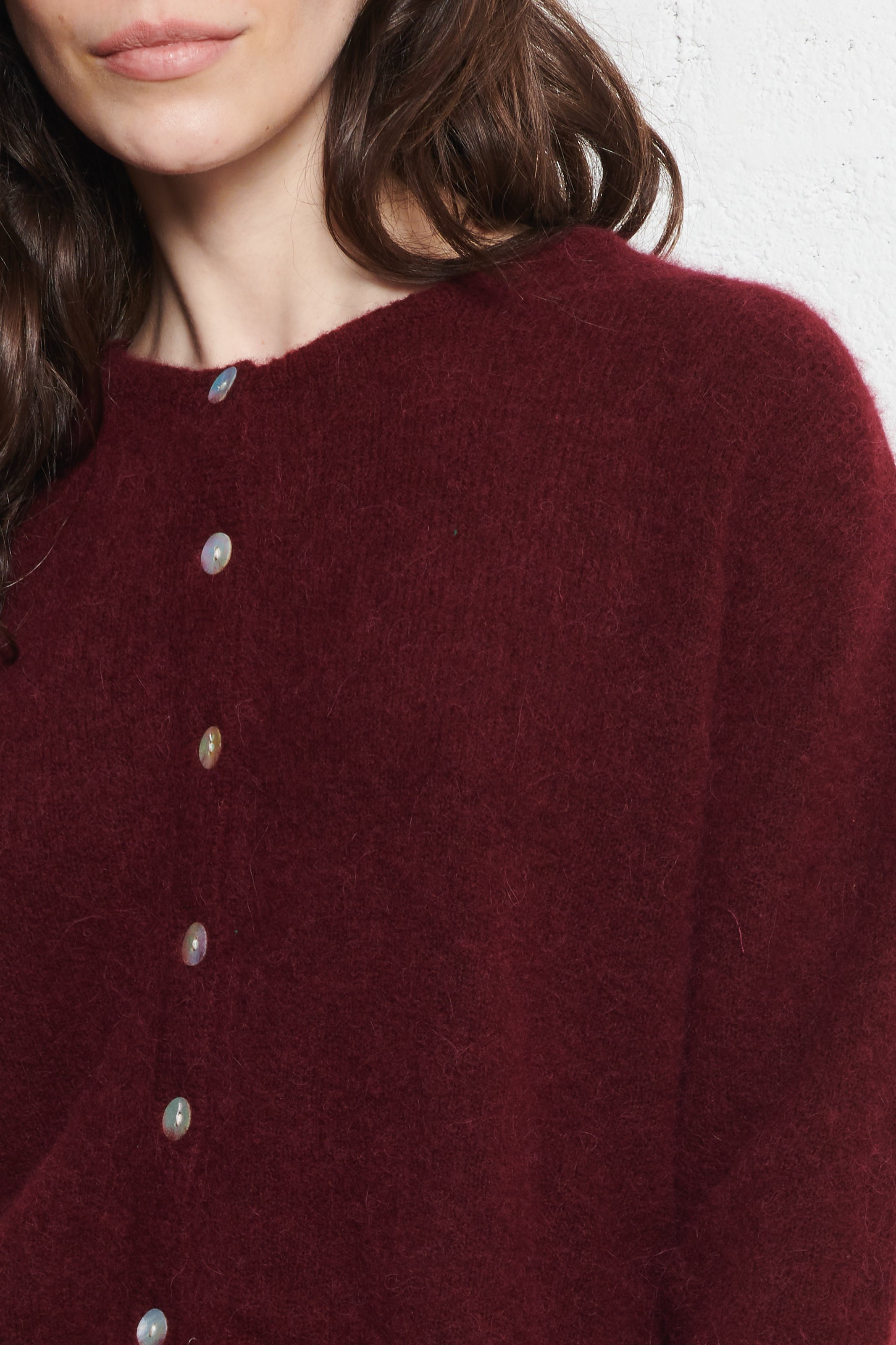 Gilet ample col rond en laine mélangée vitow AMERICAN VINTAGE Rouge