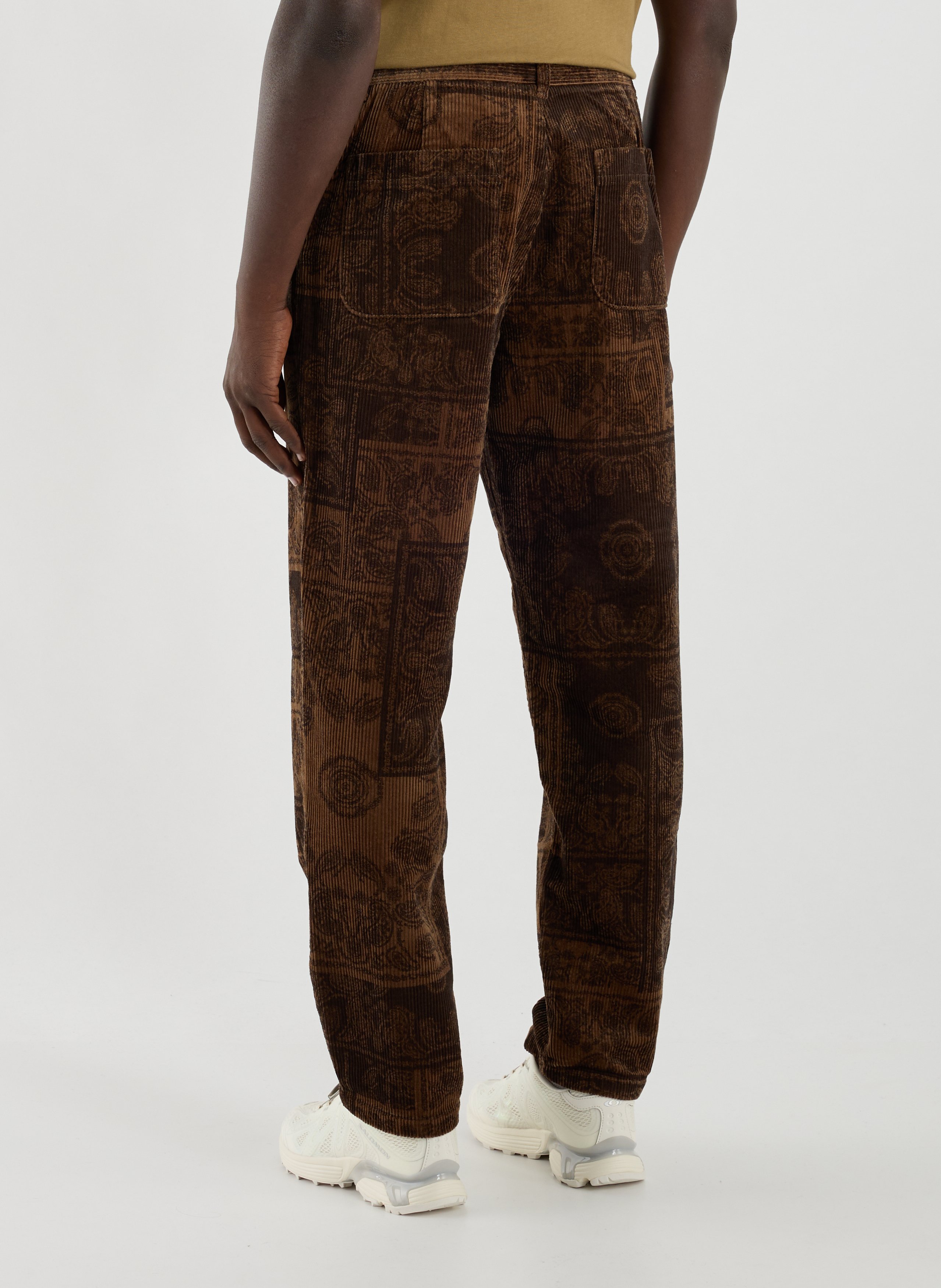 Pantalon droit à motif en coton LES DEUX Marron