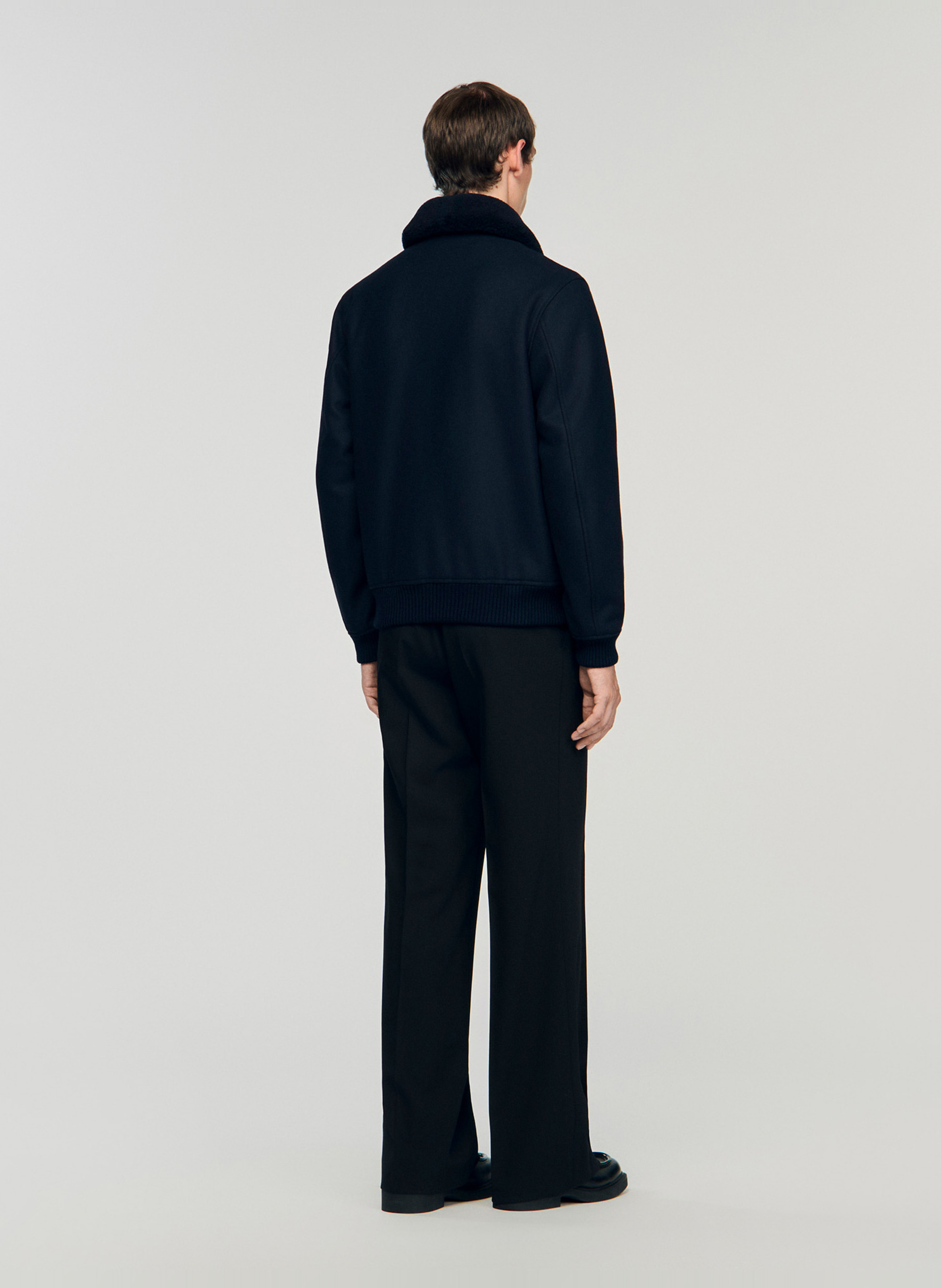 Blouson col mouton SANDRO Bleu