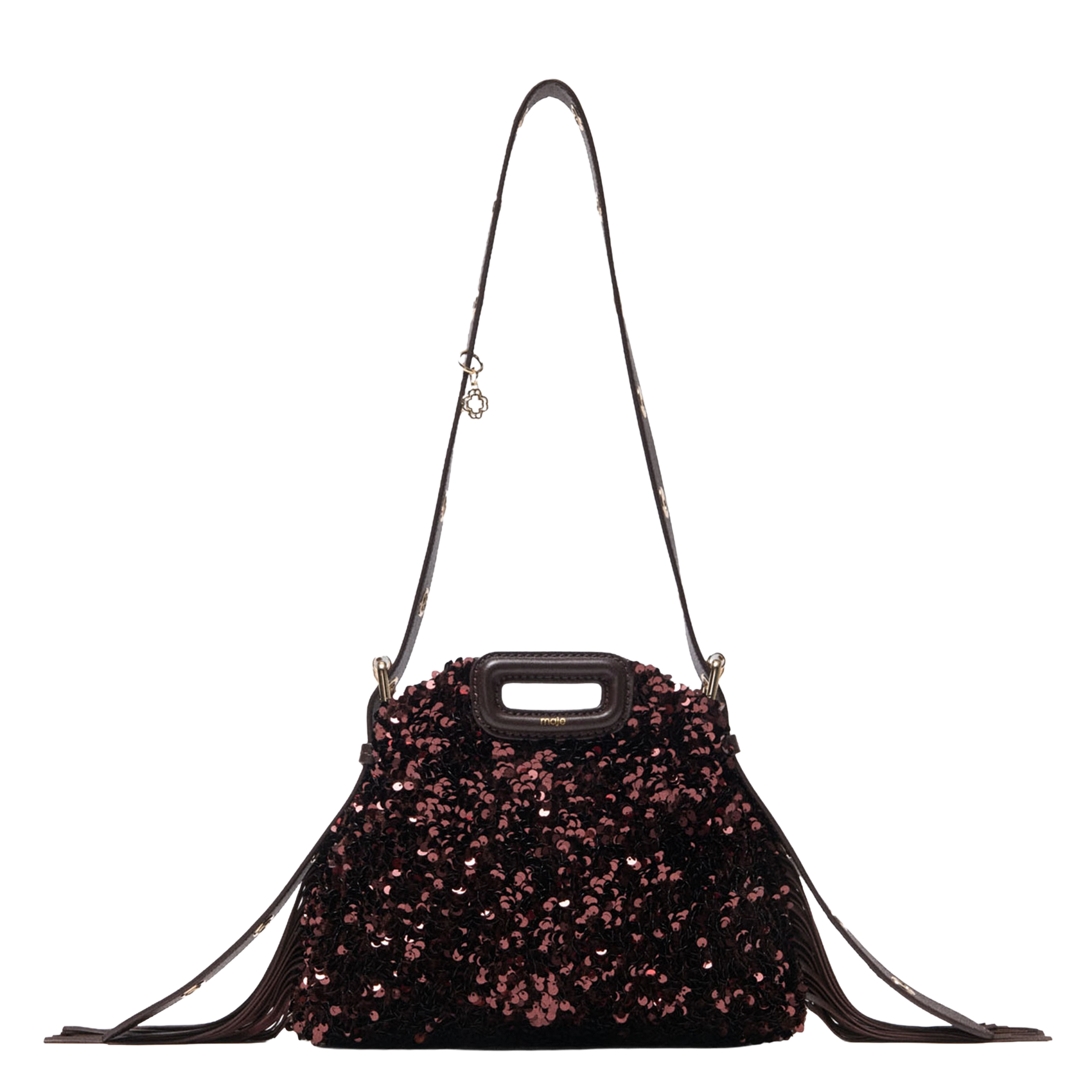 Sac bandoulière à sequins miss m mini MAJE Marron