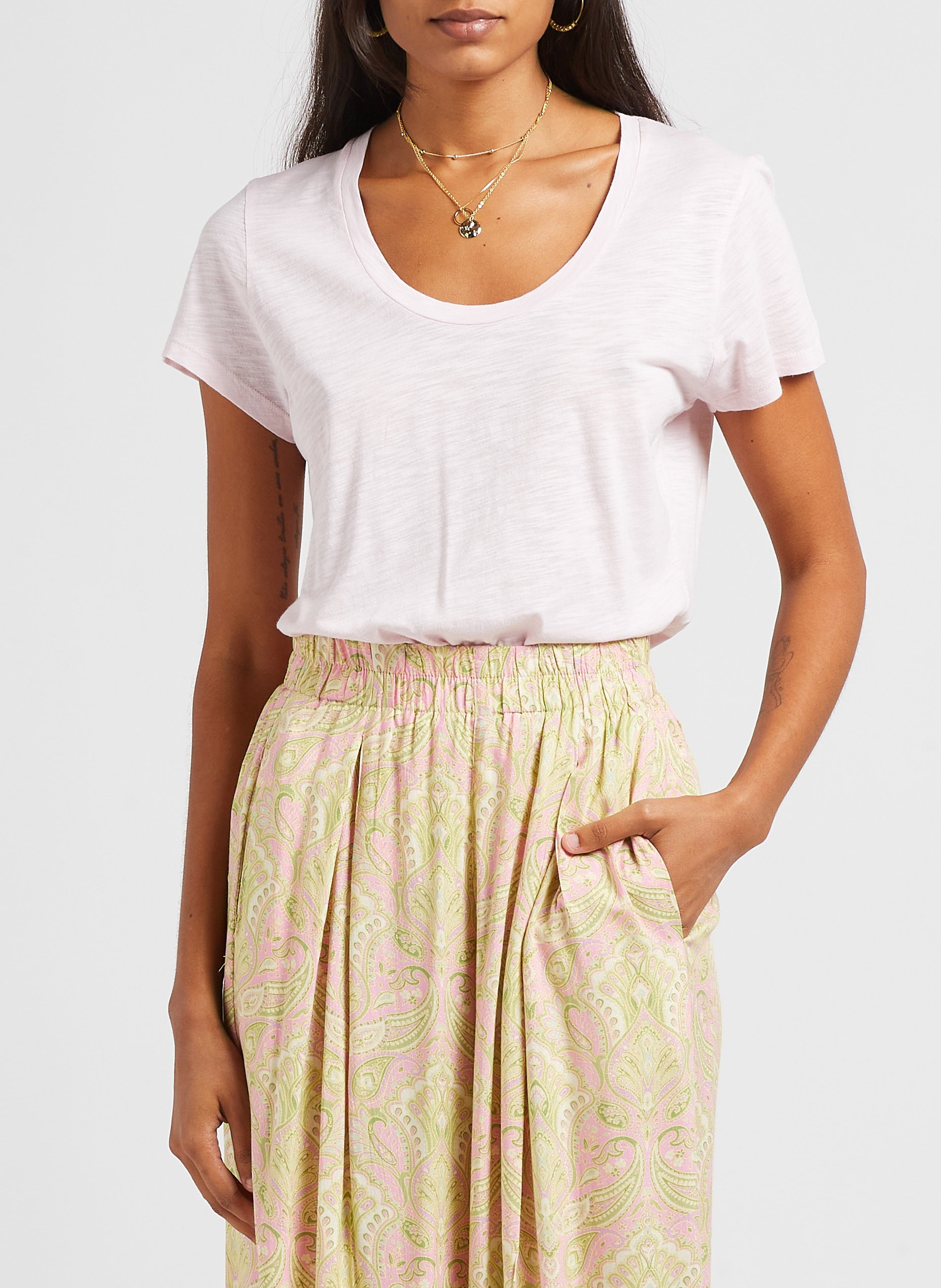 Tee-shirt col rond en coton mélangé jacksonville AMERICAN VINTAGE Rose