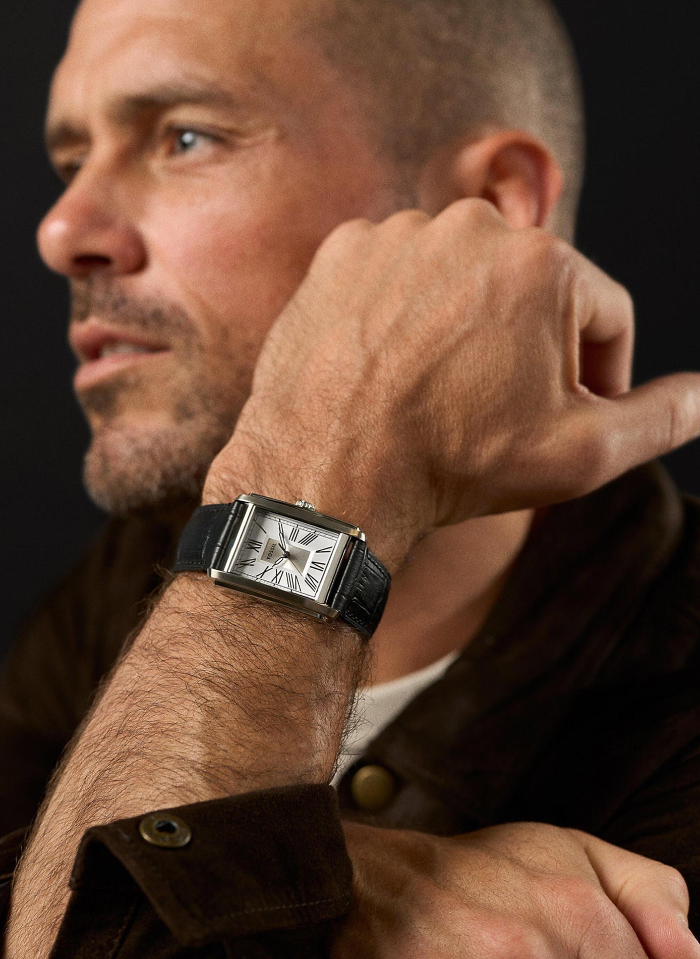 Montre Carraway bracelet en cuir FOSSIL Argent