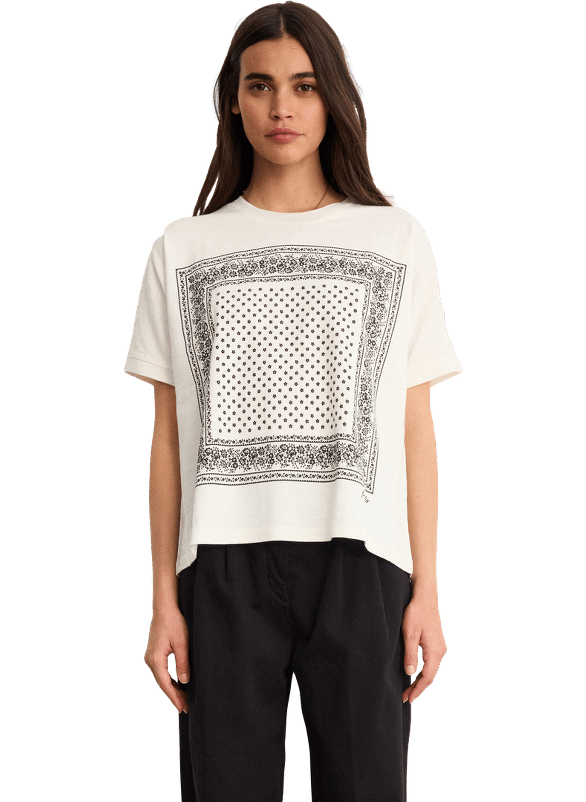 T-shirt imprimé en coton et modal - taiya PABLO Beige