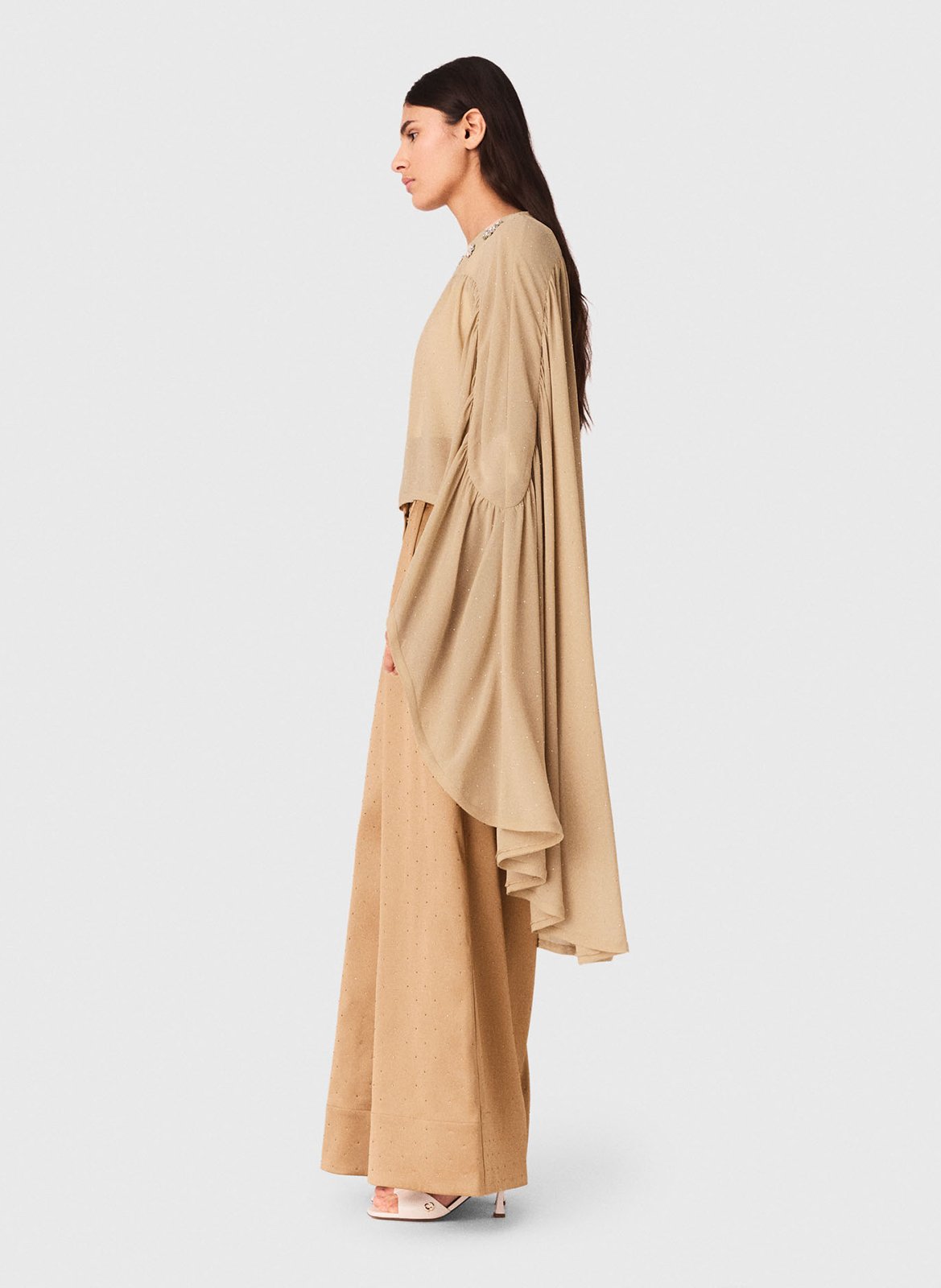 Top-cape ample strassé MAJE Beige