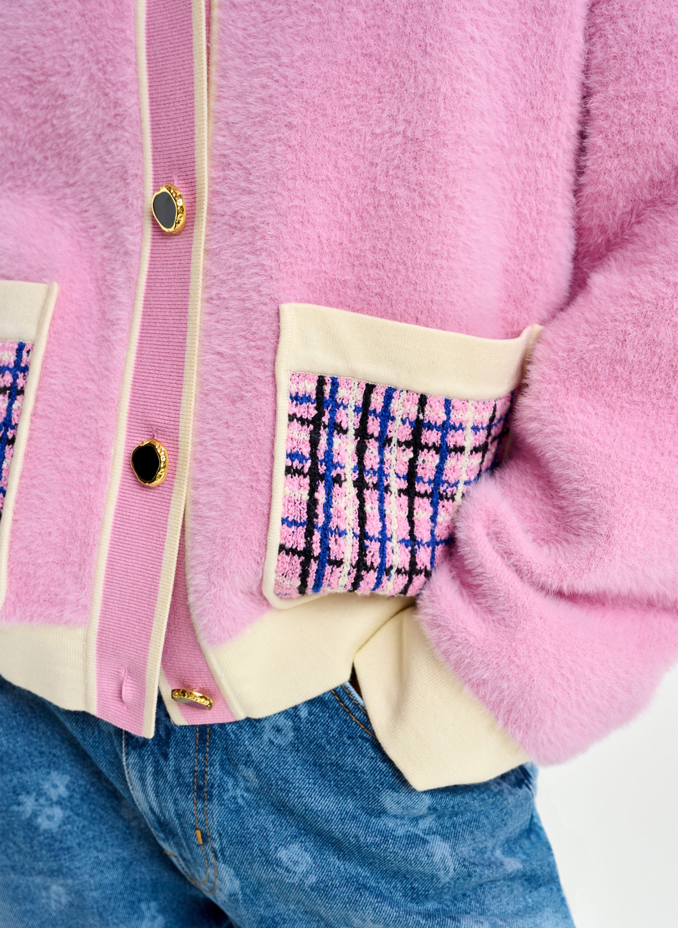 Veste oversize boutonnée à détail tweed Joilu ESSENTIEL ANTWERP Rose