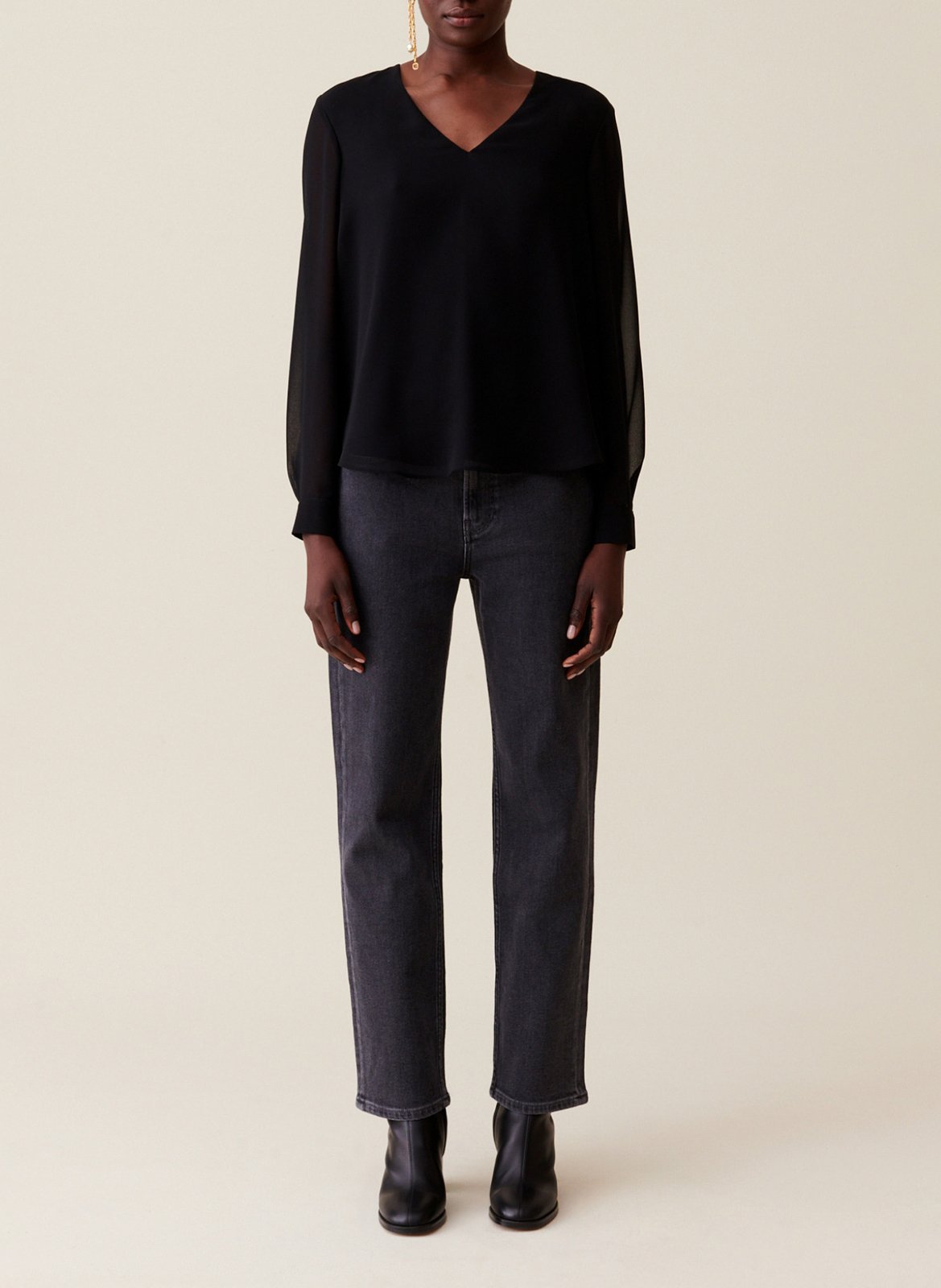 Blouse fluide transparente CLAUDIE PIERLOT Noir